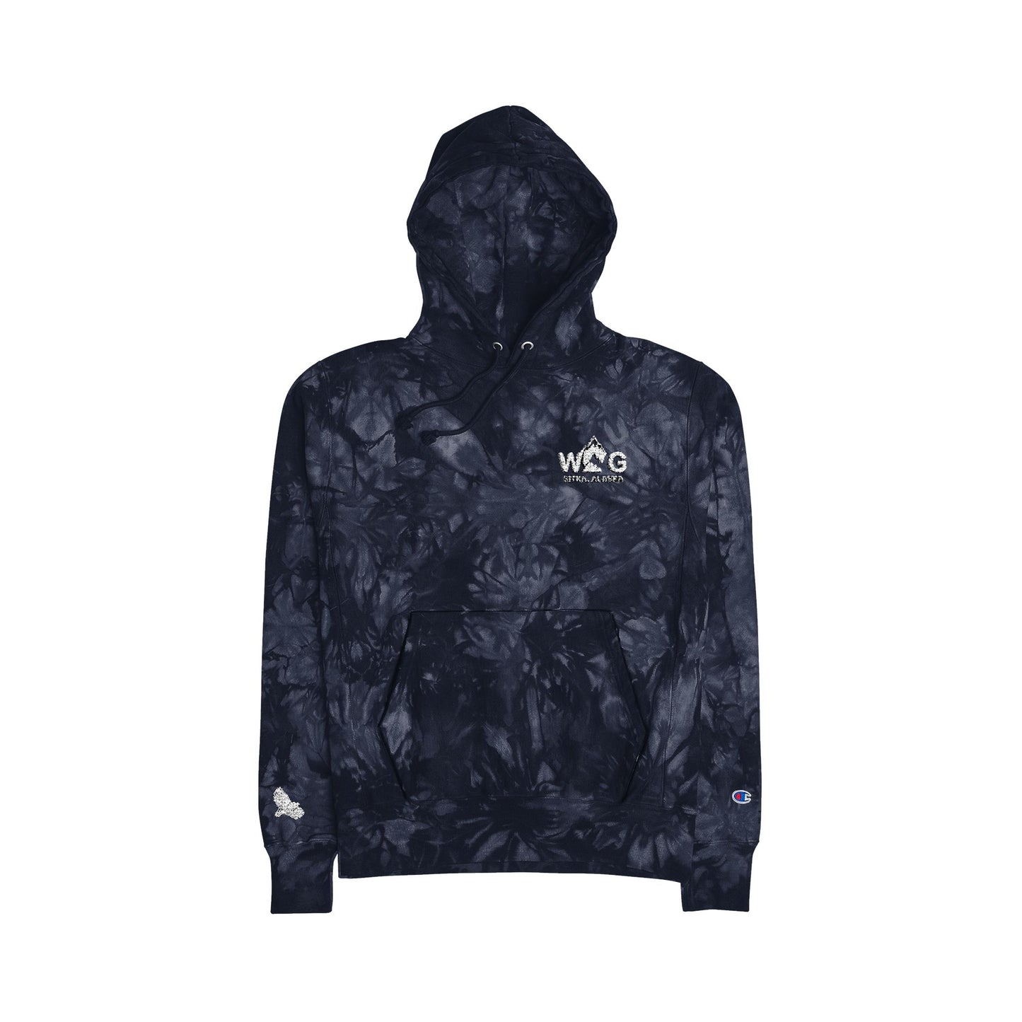 WAYG Collection- Sitka Alaska- Unisex Tie-Dye Champion Hoodie, Embroidered Hoodie