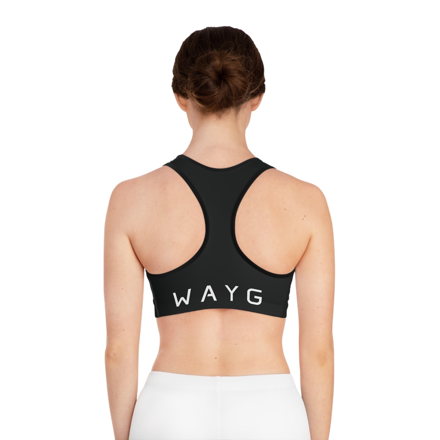 Motivational Sports Bra - Black 'WAYG' Workout Gear for Fitness Enthusiasts