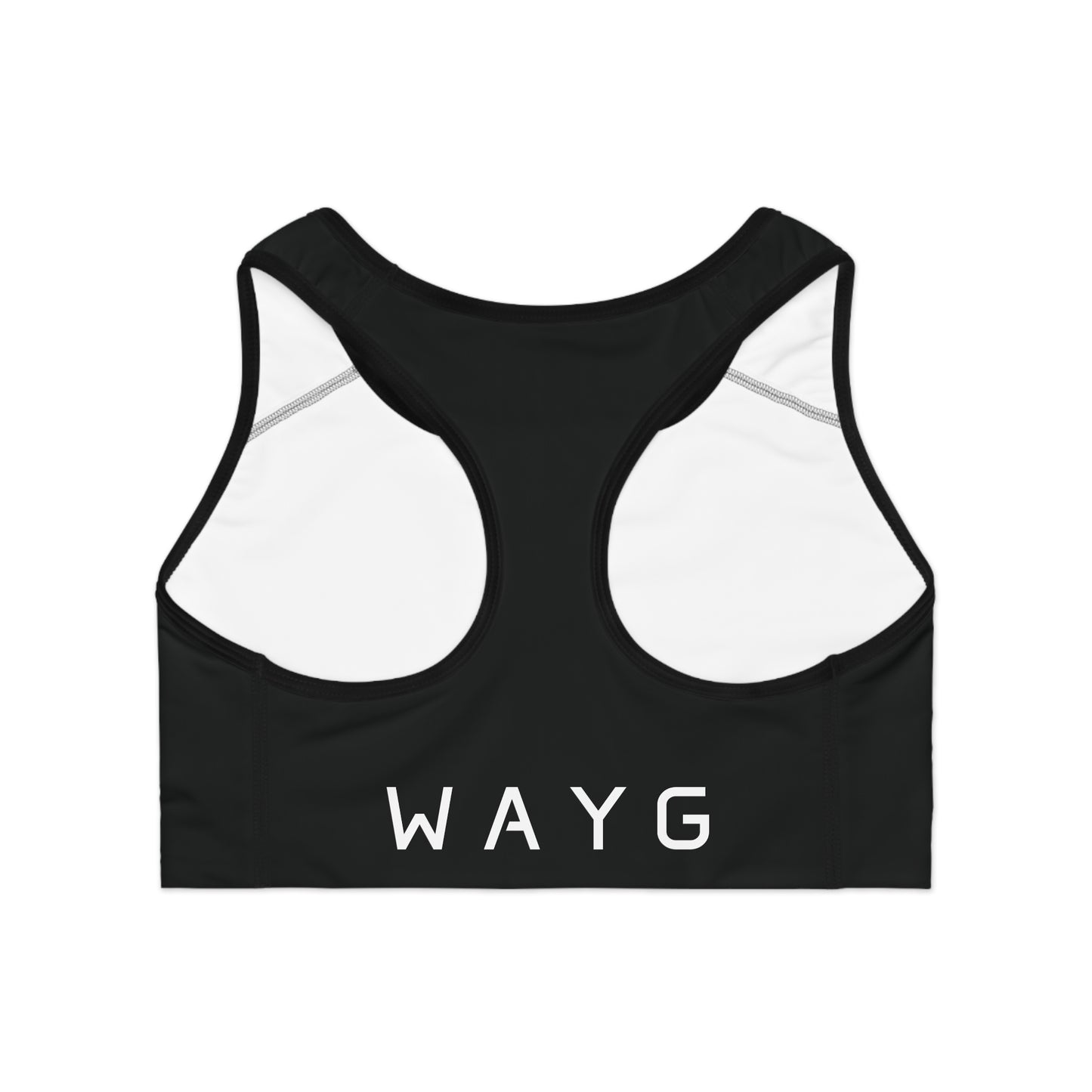 Motivational Sports Bra - Black 'WAYG' Workout Gear for Fitness Enthusiasts