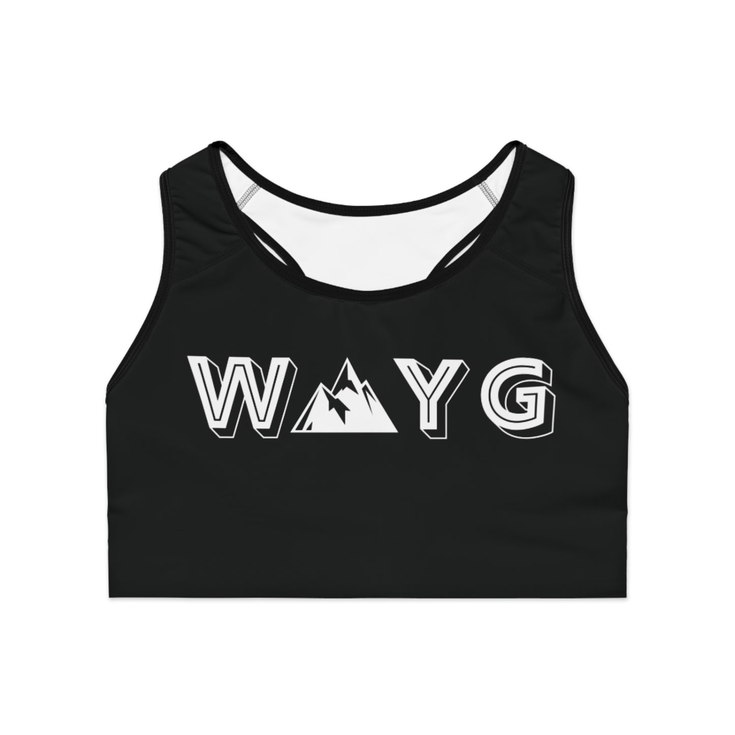 Motivational Sports Bra - Black 'WAYG' Workout Gear for Fitness Enthusiasts