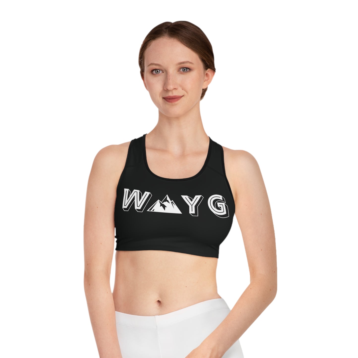 Motivational Sports Bra - Black 'WAYG' Workout Gear for Fitness Enthusiasts