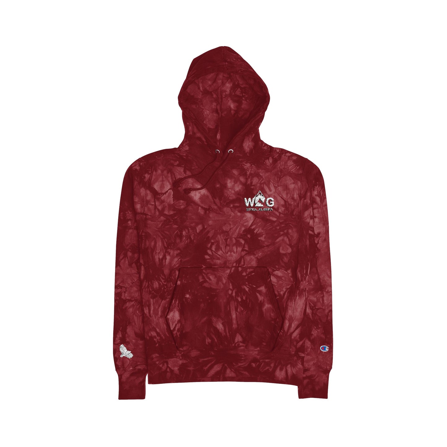 WAYG Collection- Sitka Alaska- Unisex Tie-Dye Champion Hoodie, Embroidered Hoodie