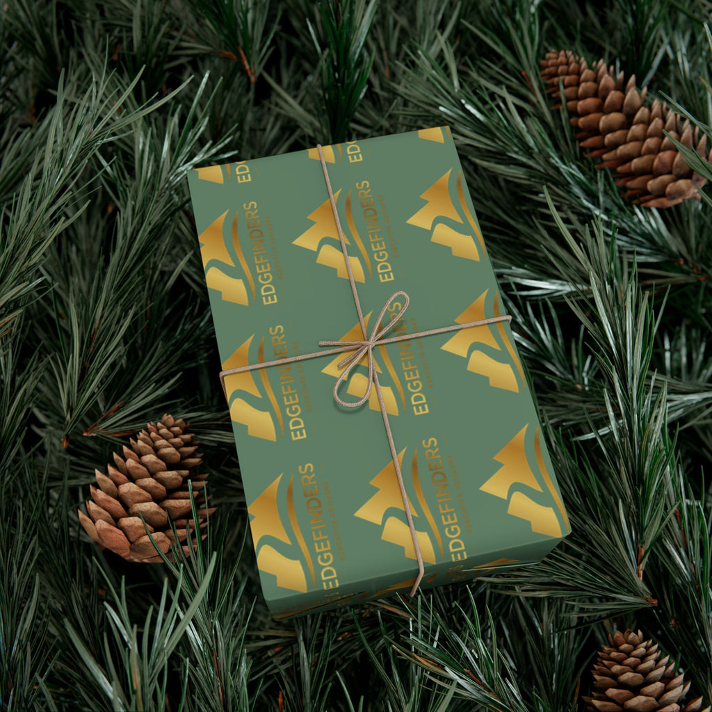 Wrapping Paper - Green Gold Bell Pattern Holiday Gift Wrap