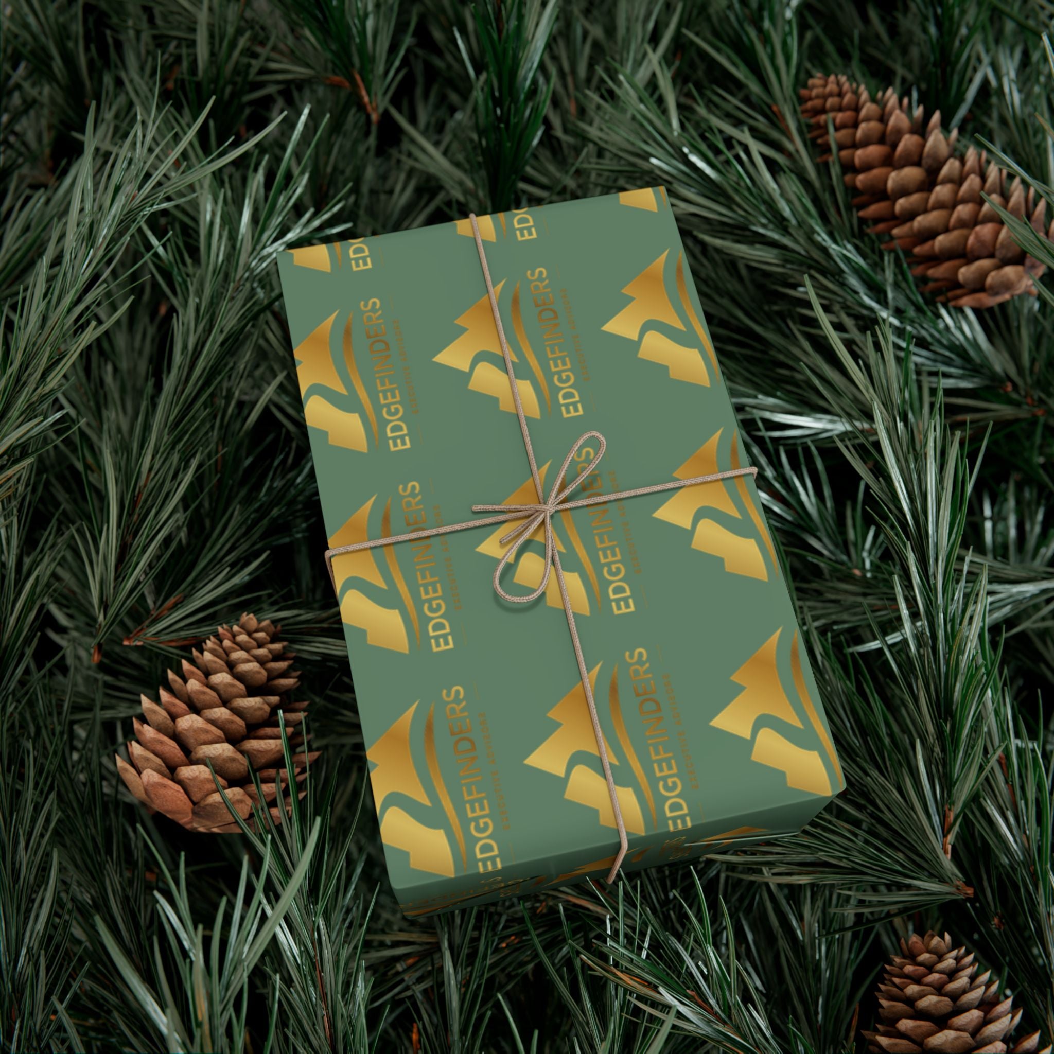 Wrapping Paper - Green Gold Bell Pattern Holiday Gift Wrap