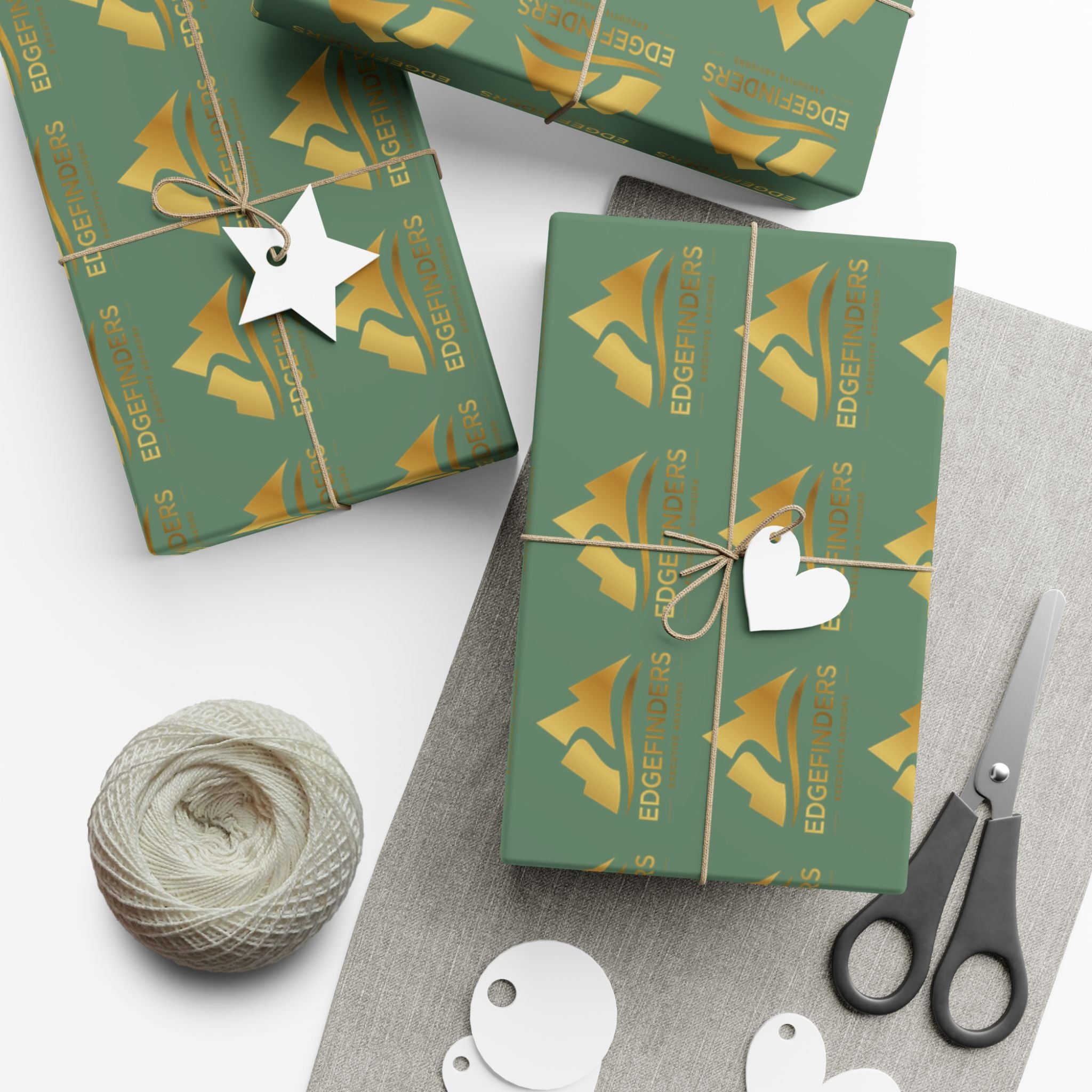Wrapping Paper - Green Gold Bell Pattern Holiday Gift Wrap