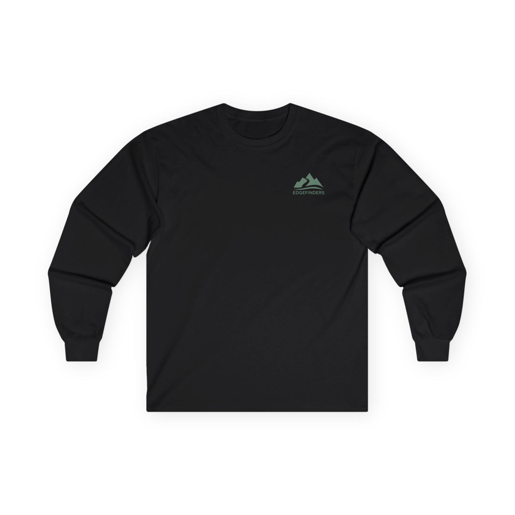EDGEFINDERS Adventure Mountains Long Sleeve Tee — Minimalist Outdoor Logo Shirt