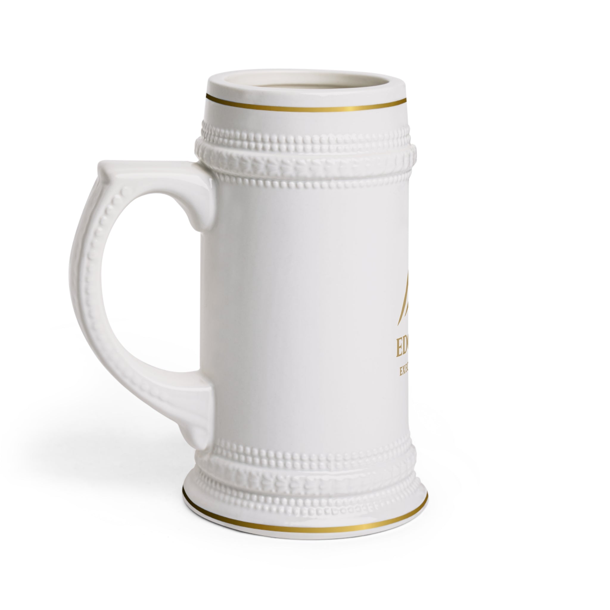 Elegant Beer Stein Mug with Gold Trim - Perfect for Celebrations, Gifts, Home Bars, Father's Day, and Weddings