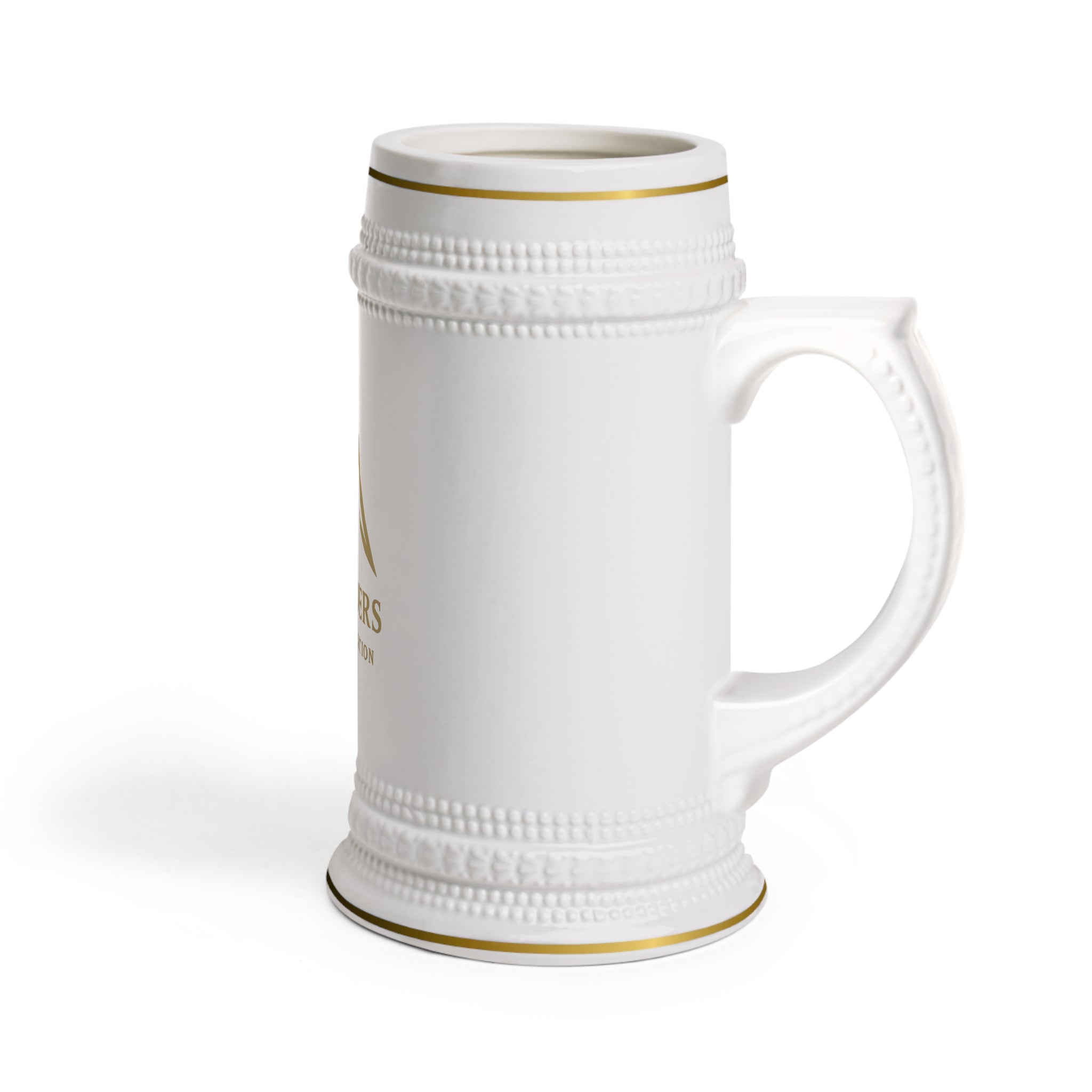 Elegant Beer Stein Mug with Gold Trim - Perfect for Celebrations, Gifts, Home Bars, Father's Day, and Weddings