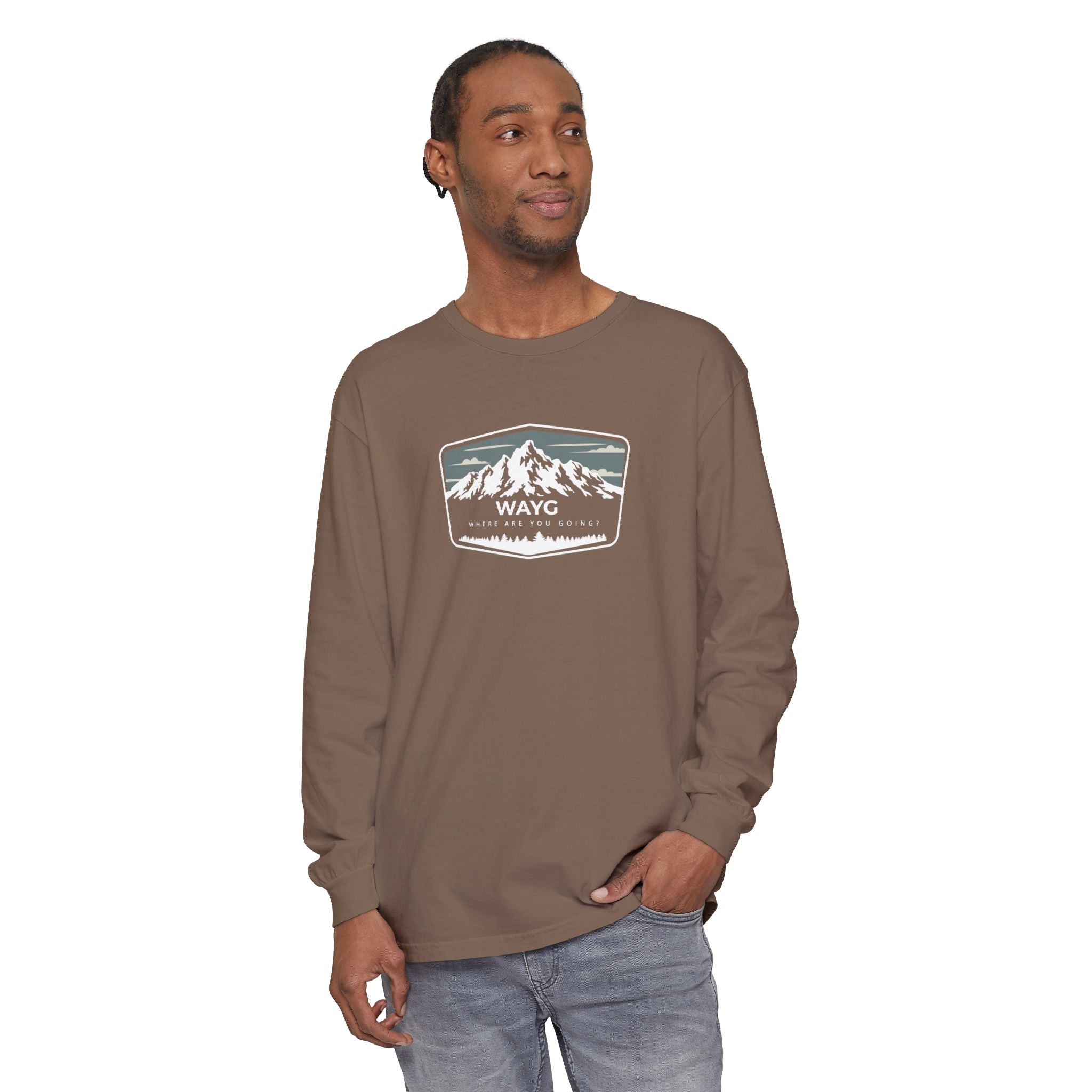 Mountain Adventure Long Sleeve T-Shirt - Cozy Outdoor Tee for Hiking, Camping, Travel, Gift for Outdoorsy Friends, Unisex Casual Wear