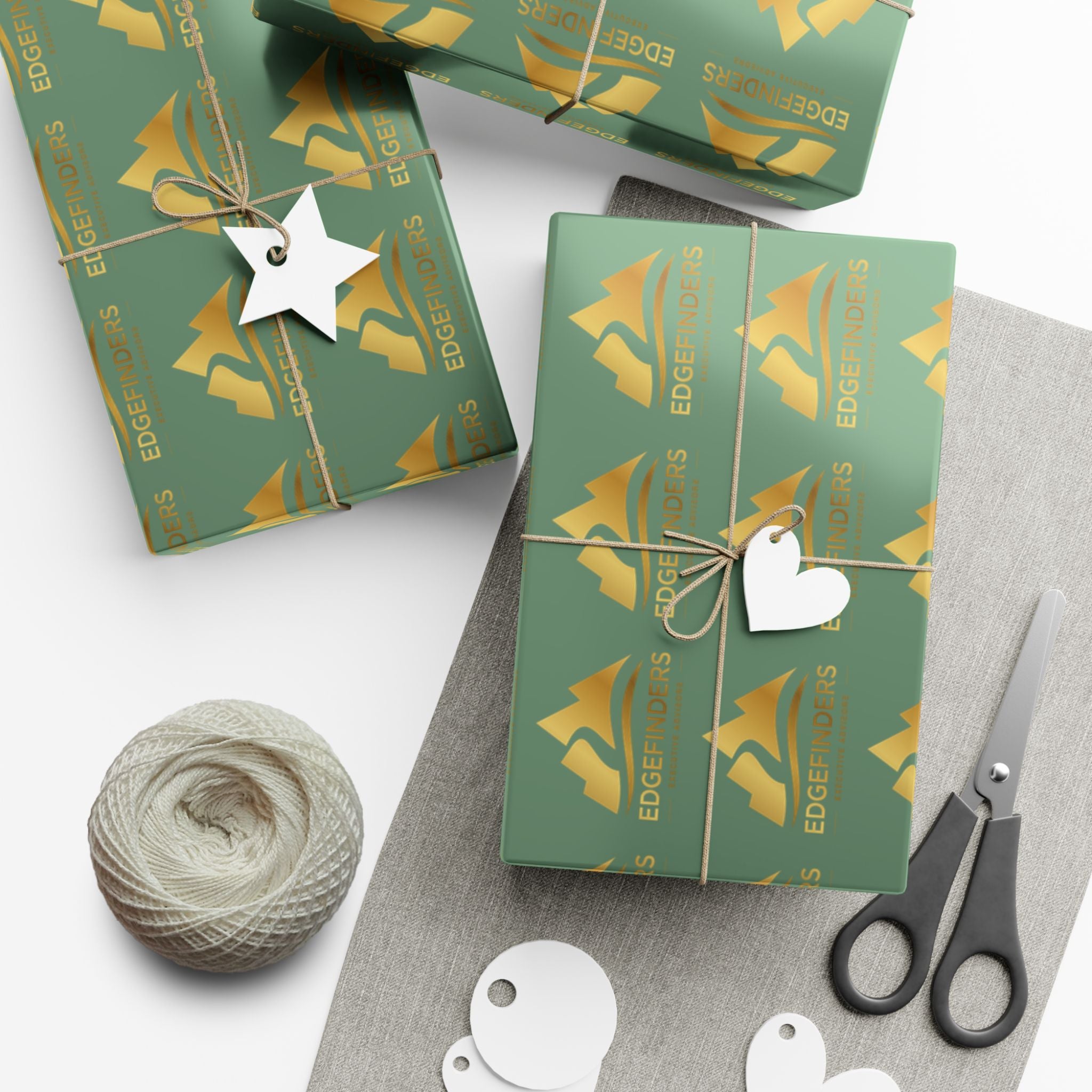 Wrapping Paper - Green Gold Bell Pattern Holiday Gift Wrap