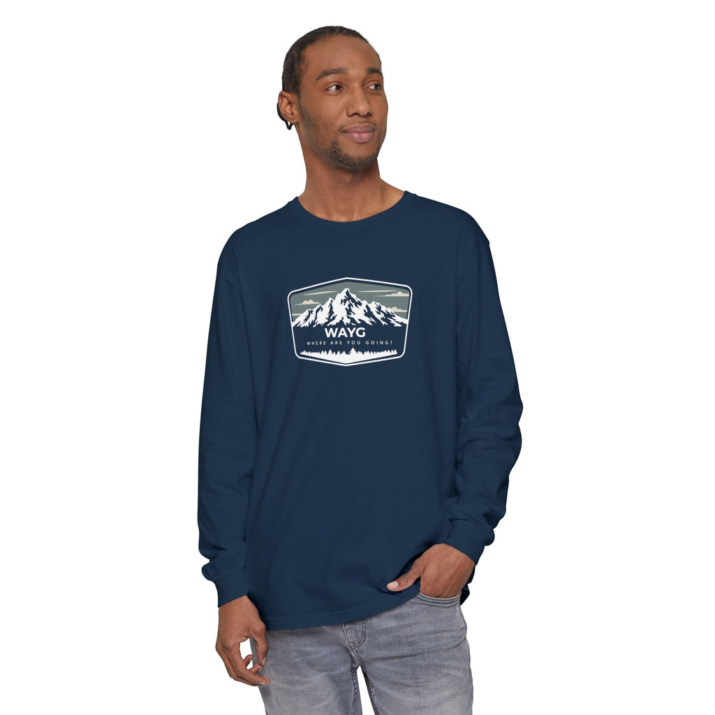 Mountain Adventure Long Sleeve T-Shirt - Cozy Outdoor Tee for Hiking, Camping, Travel, Gift for Outdoorsy Friends, Unisex Casual Wear