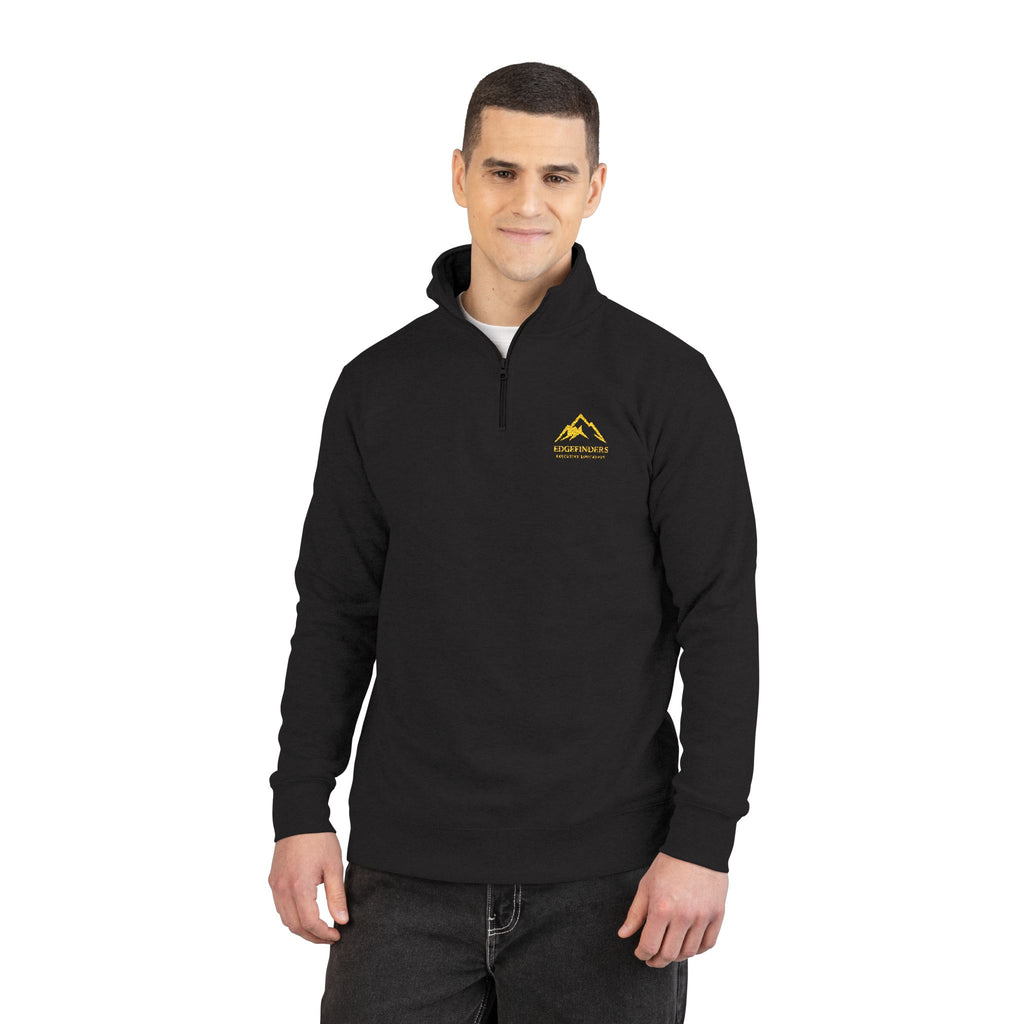 EDGE Embroidered Mountain Logo Fleece Pullover Quarter-Zip Sweatshirt