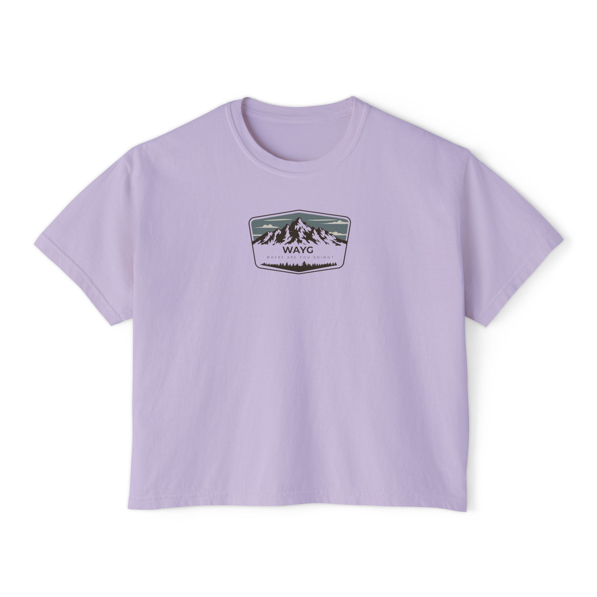 Women's Boxy Tee — Vintage Mountain Patch Tee (NAVC)