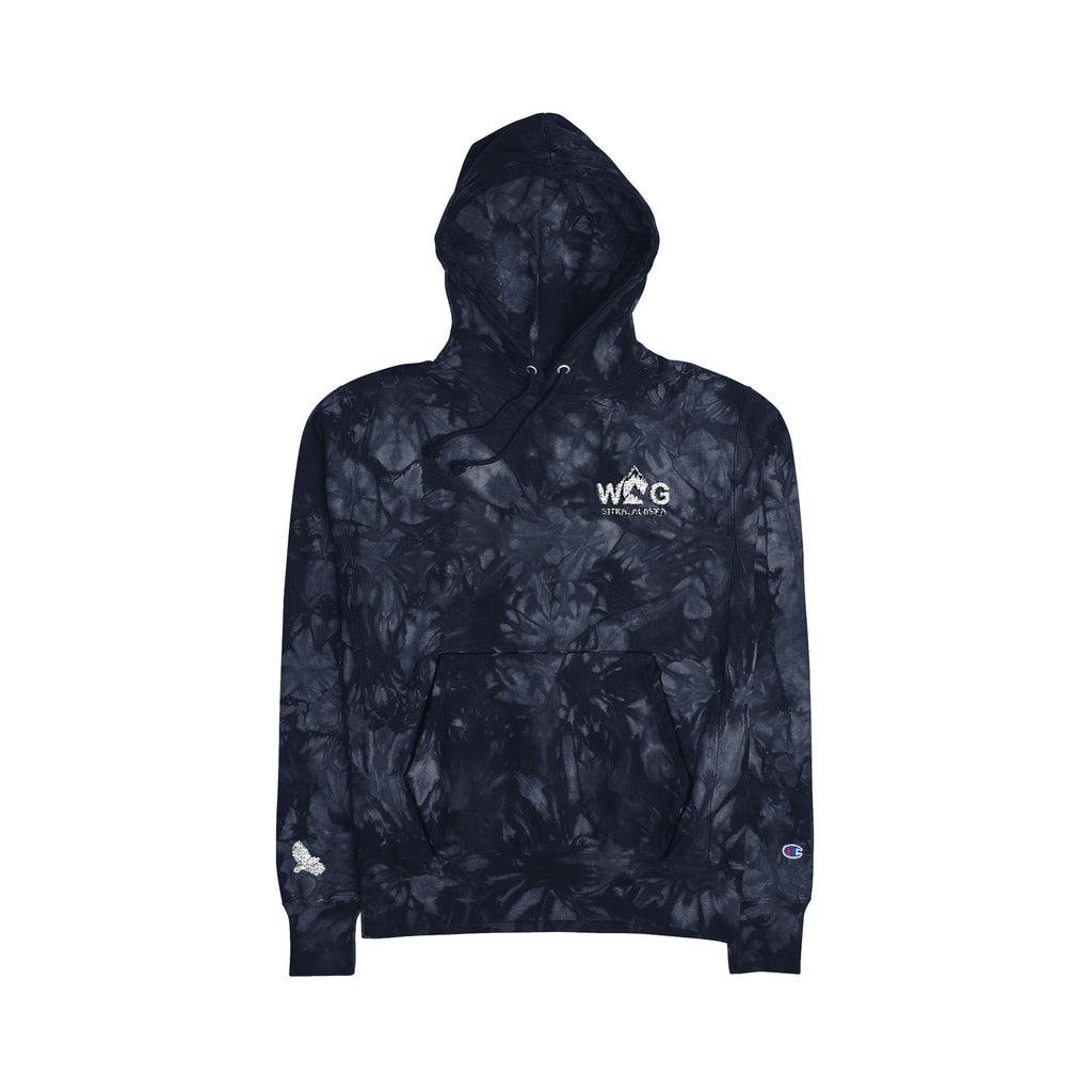 WAYG Collection- Sitka Alaska- Unisex Tie-Dye Champion Hoodie, Embroidered Hoodie