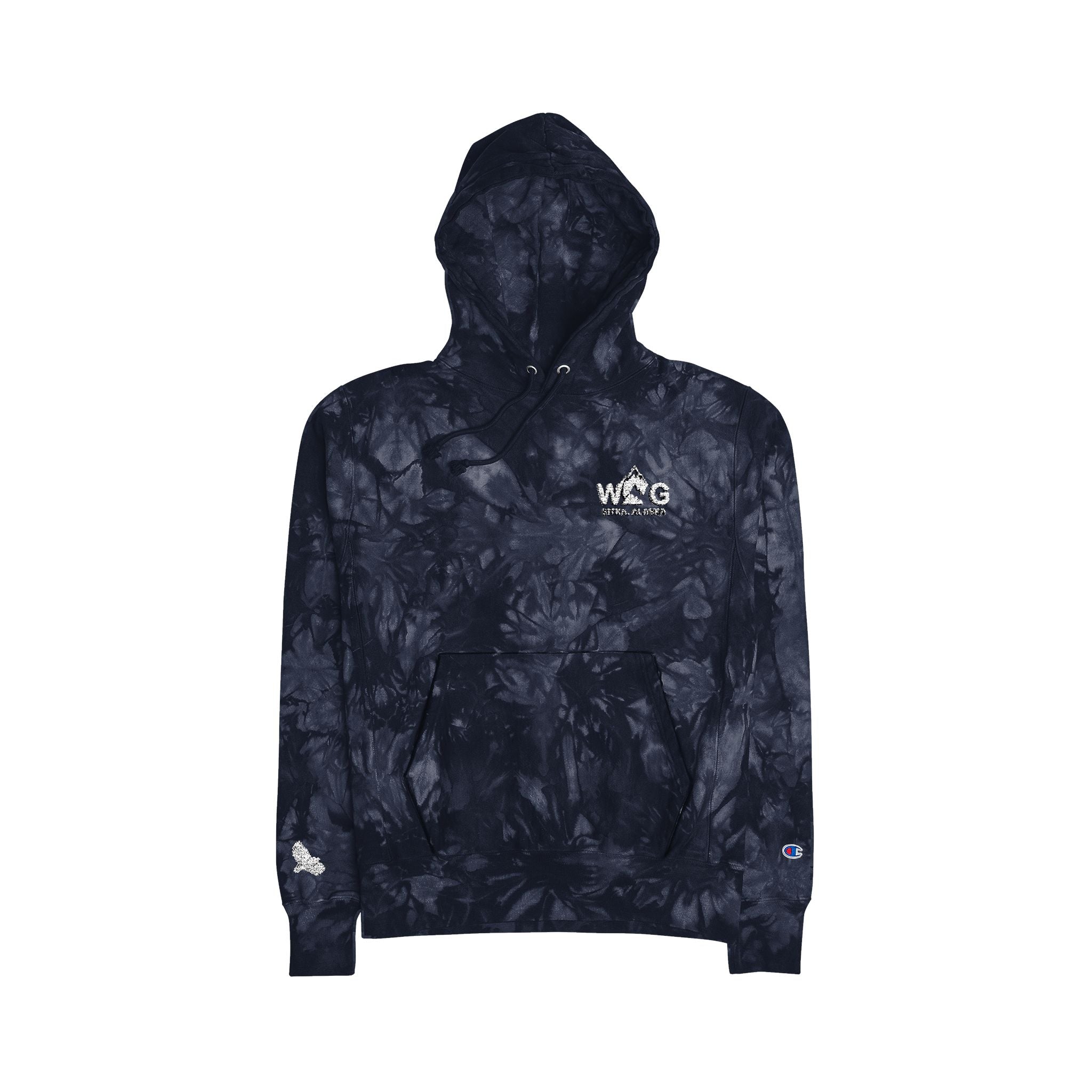 WAYG Collection- Sitka Alaska- Unisex Tie-Dye Champion Hoodie, Embroidered Hoodie