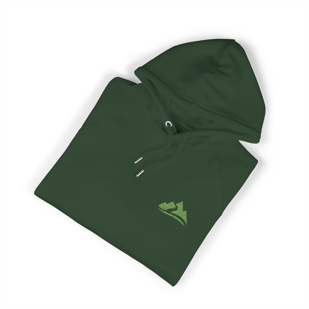 Embroidered Mountain Logo Hoodie — Forest Green Eco Raglan