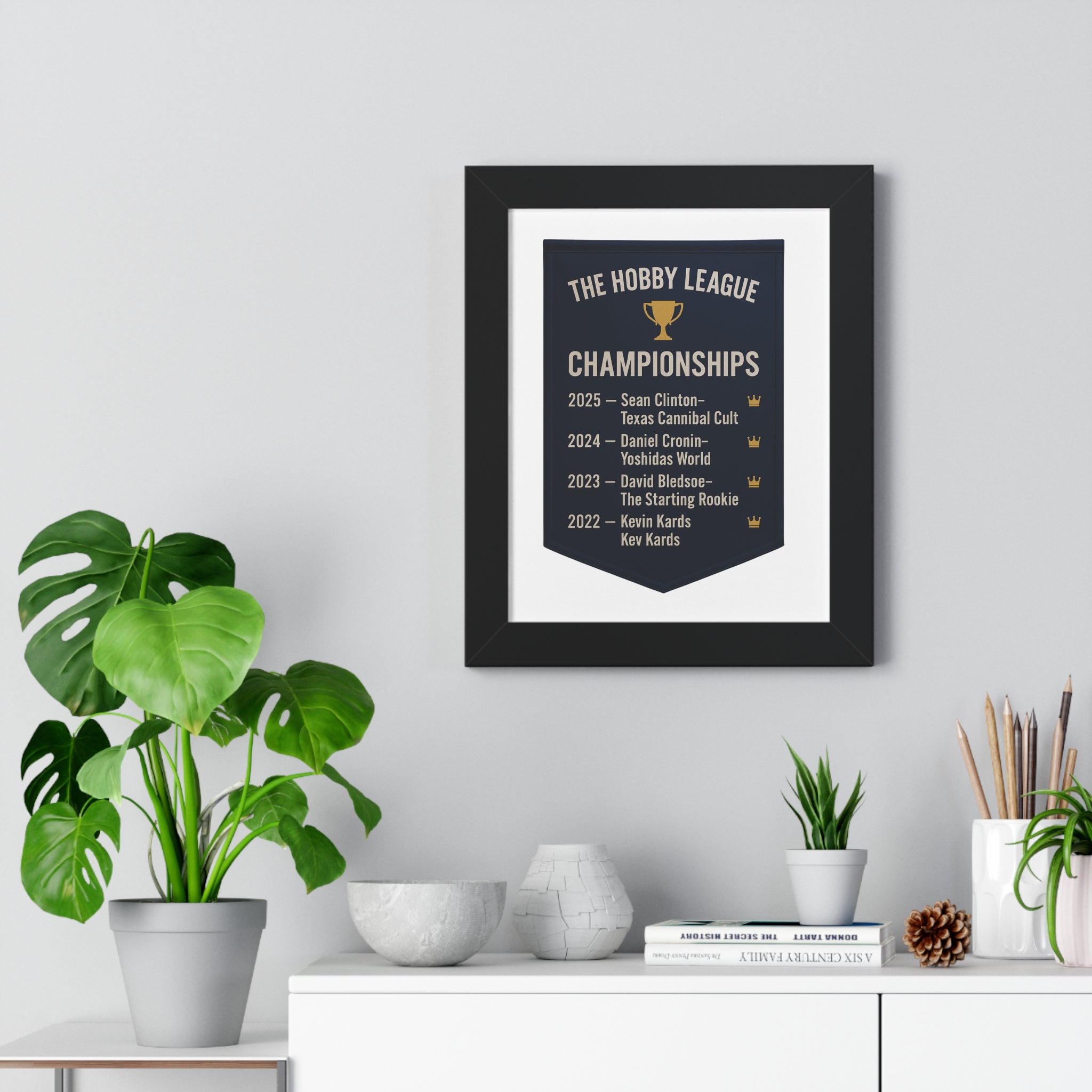 Personalized Hobby League Championship Vertical Poster, Custom Wall Art, Sports Home Decor, Gift for Game Night, Trophy Display