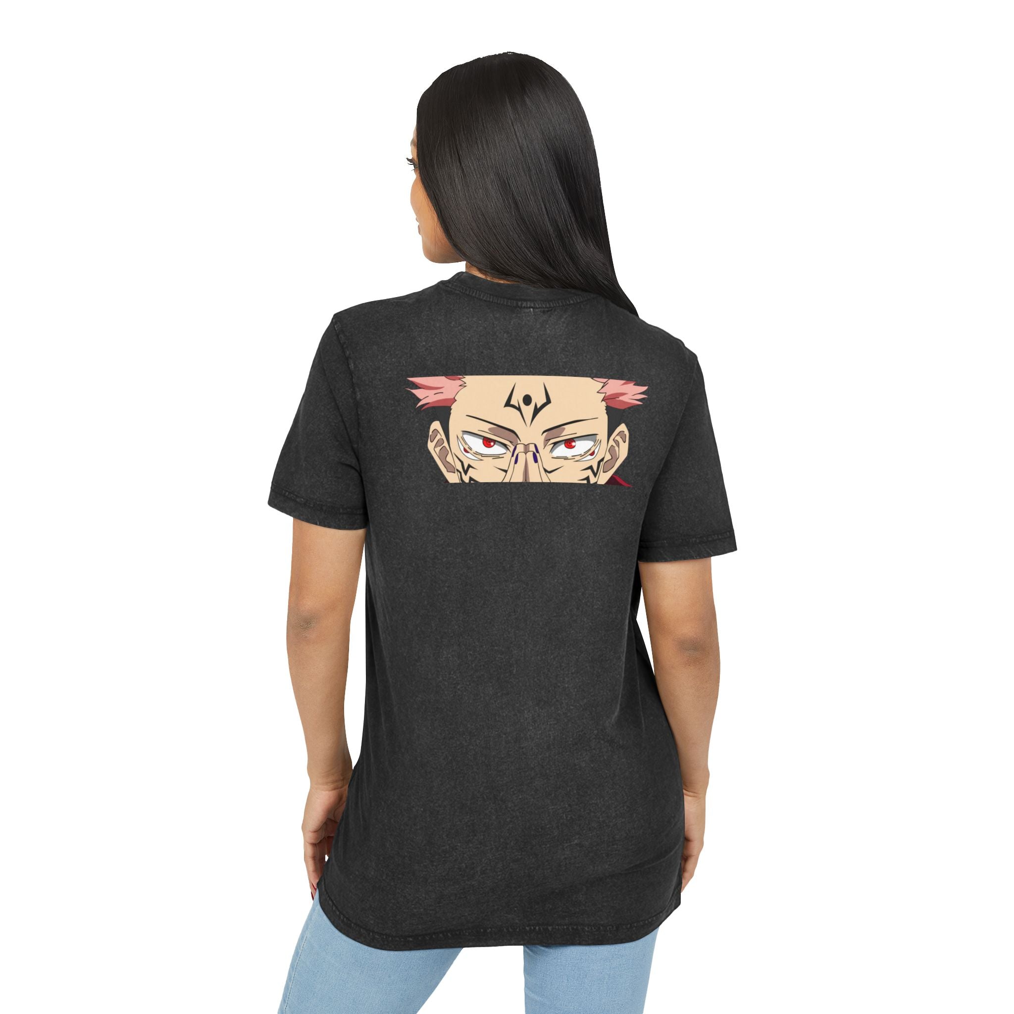 Anime Acid Wash Graphic Tee, Vintage Style Round Neck T-Shirt, Anime Inspired, Casual Wear for Home, Gifts for Her or Him, Streetwear