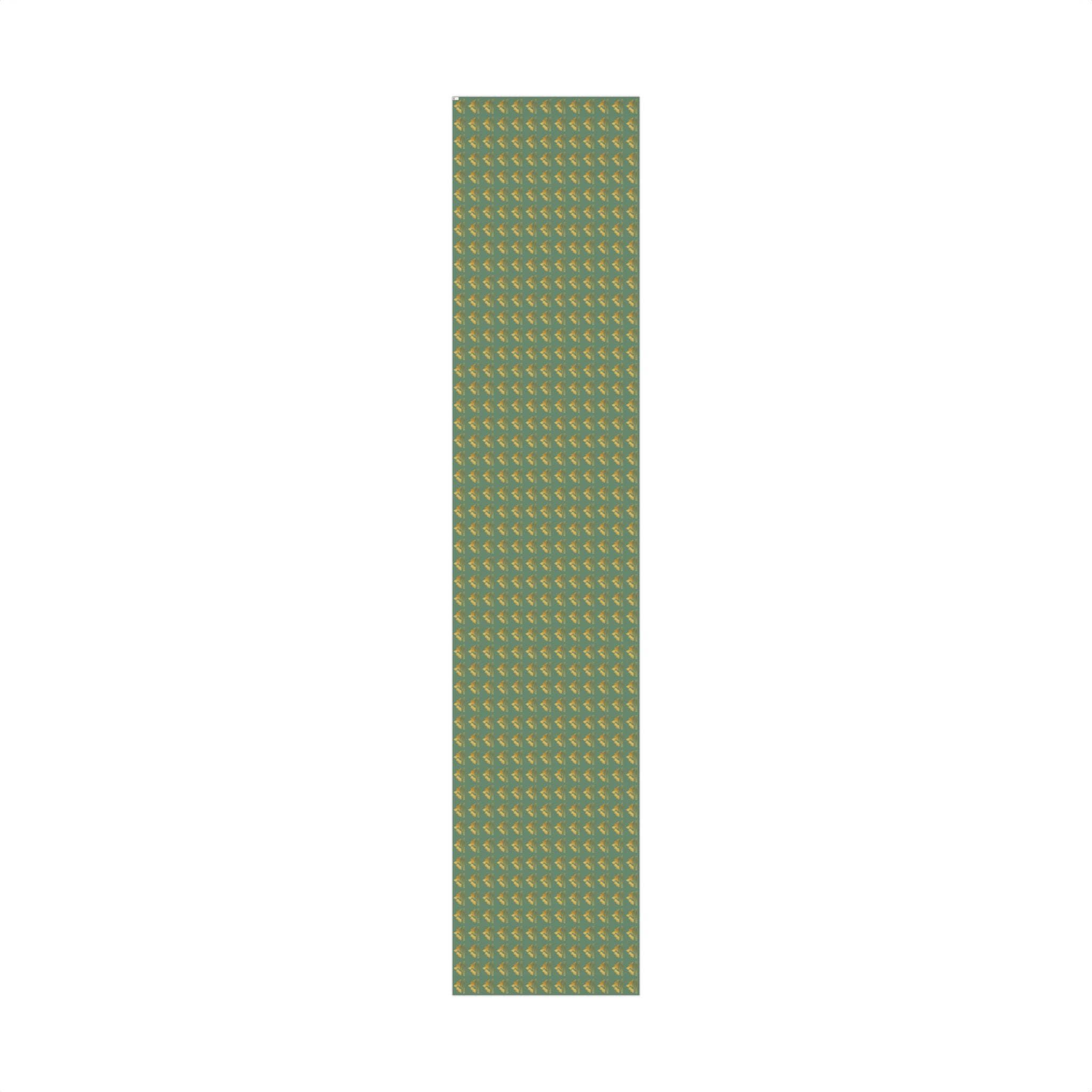 Wrapping Paper - Green Gold Bell Pattern Holiday Gift Wrap