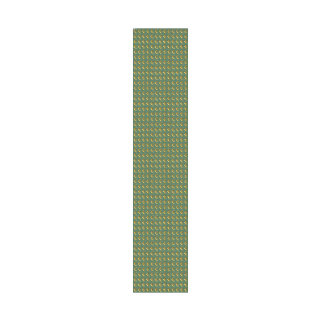 Wrapping Paper - Green Gold Bell Pattern Holiday Gift Wrap