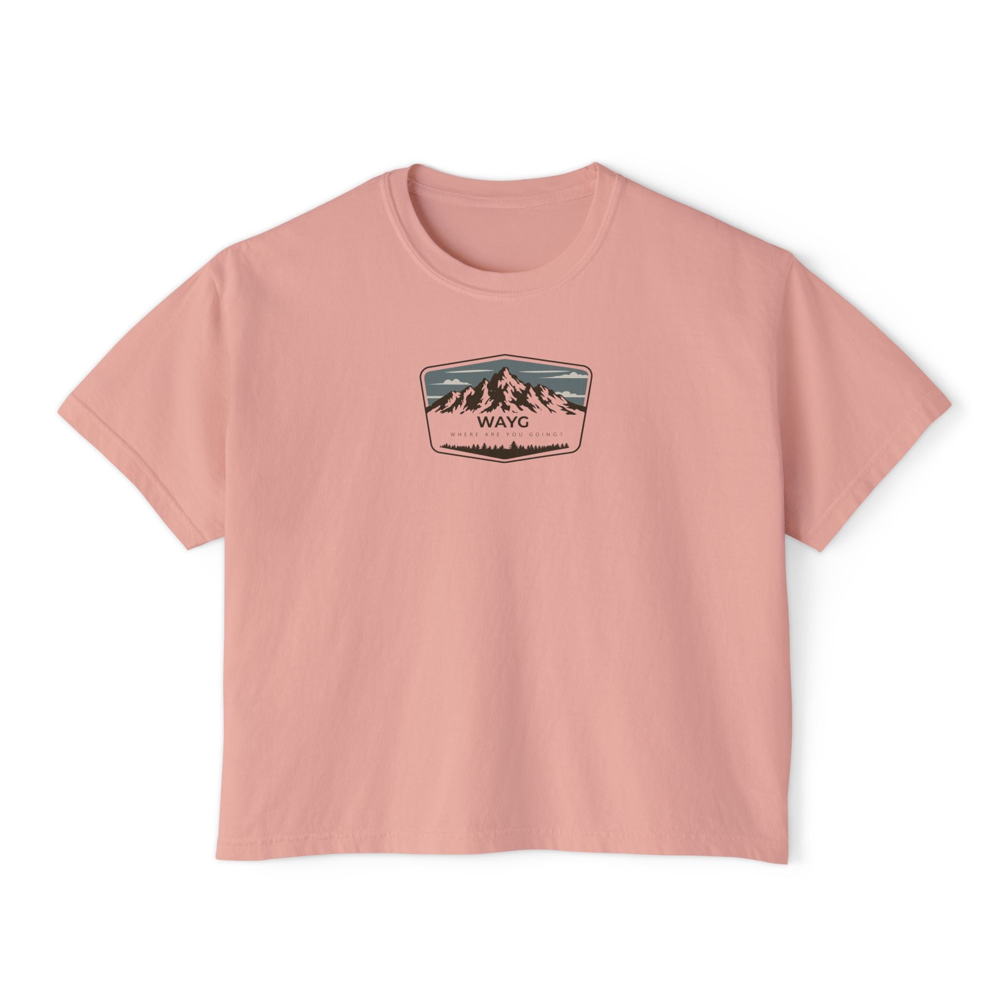 Women's Boxy Tee — Vintage Mountain Patch Tee (NAVC)