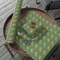 Wrapping Paper - Green Gold Bell Pattern Holiday Gift Wrap