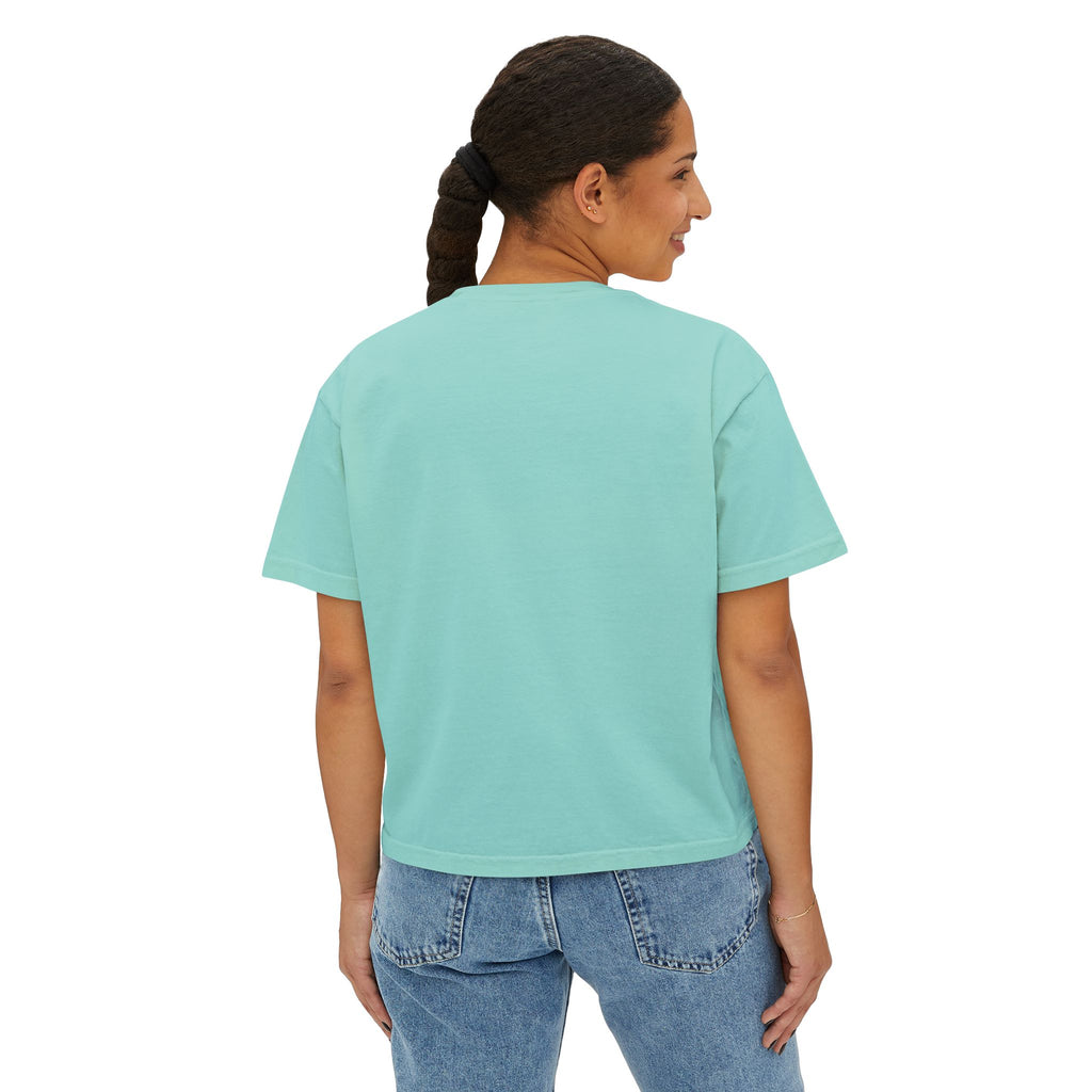 Women's Boxy Tee — Vintage Mountain Patch Tee (NAVC)