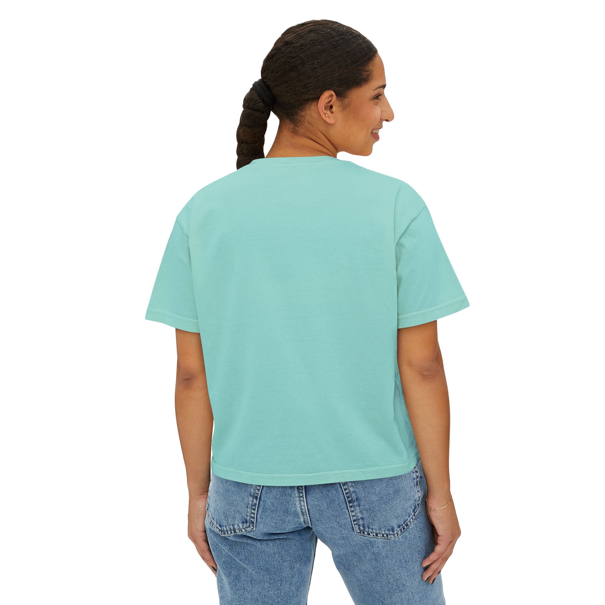 Women's Boxy Tee — Vintage Mountain Patch Tee (NAVC)