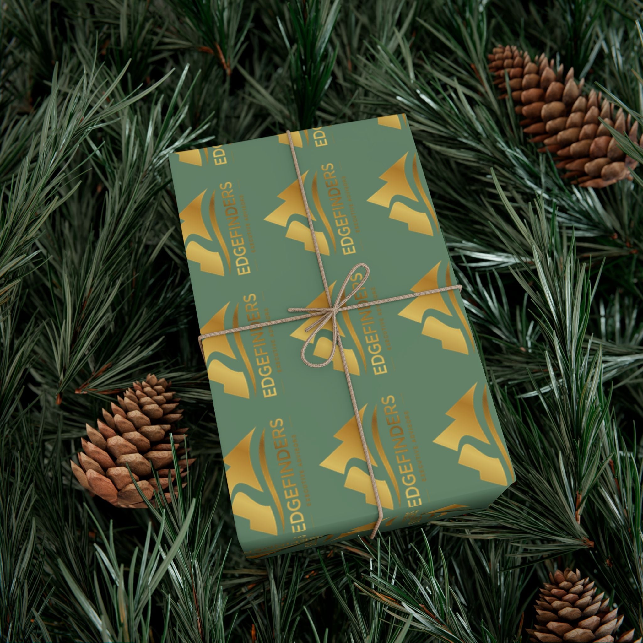 Wrapping Paper - Green Gold Bell Pattern Holiday Gift Wrap