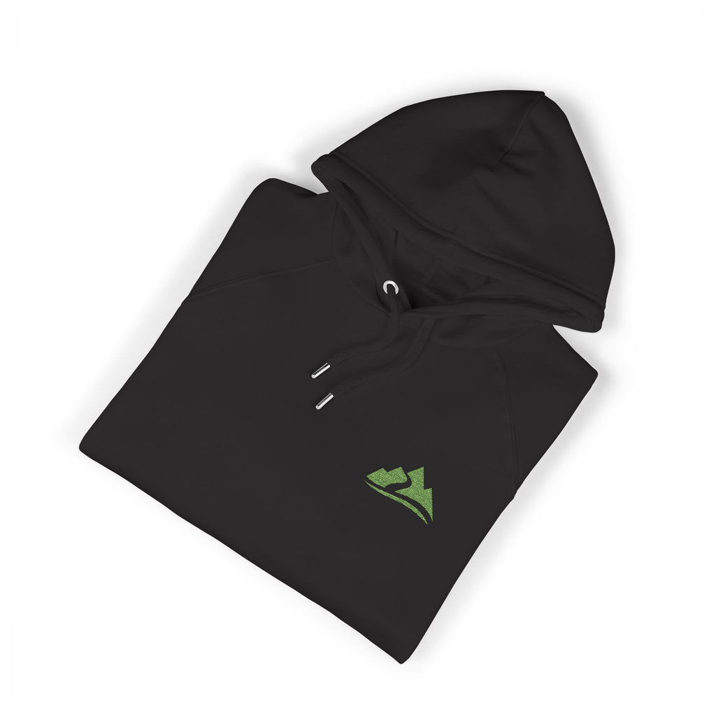 Embroidered Mountain Logo Hoodie — Forest Green Eco Raglan