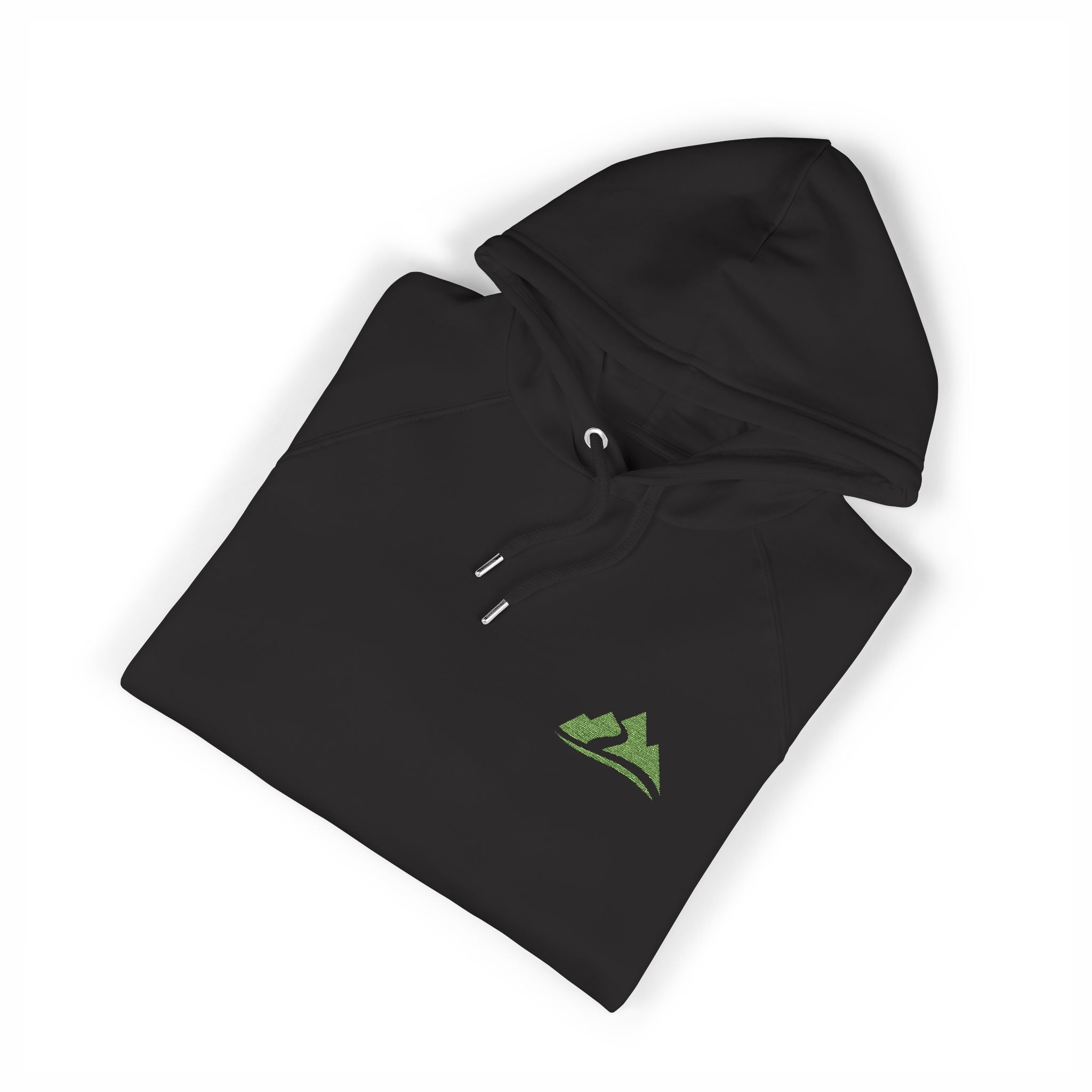 Embroidered Mountain Logo Hoodie — Forest Green Eco Raglan
