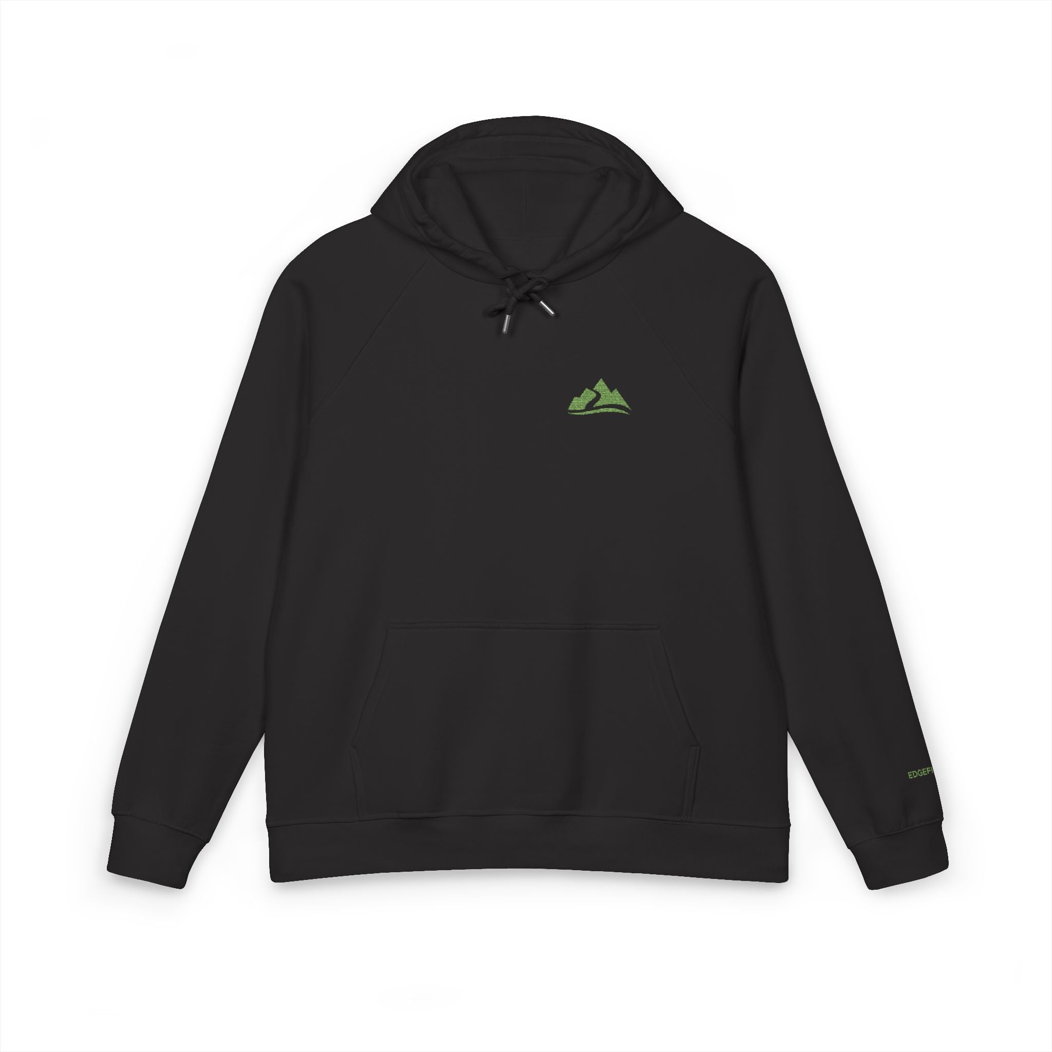 Embroidered Mountain Logo Hoodie — Forest Green Eco Raglan