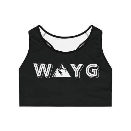 Motivational Sports Bra - Black 'WAYG' Workout Gear for Fitness Enthusiasts