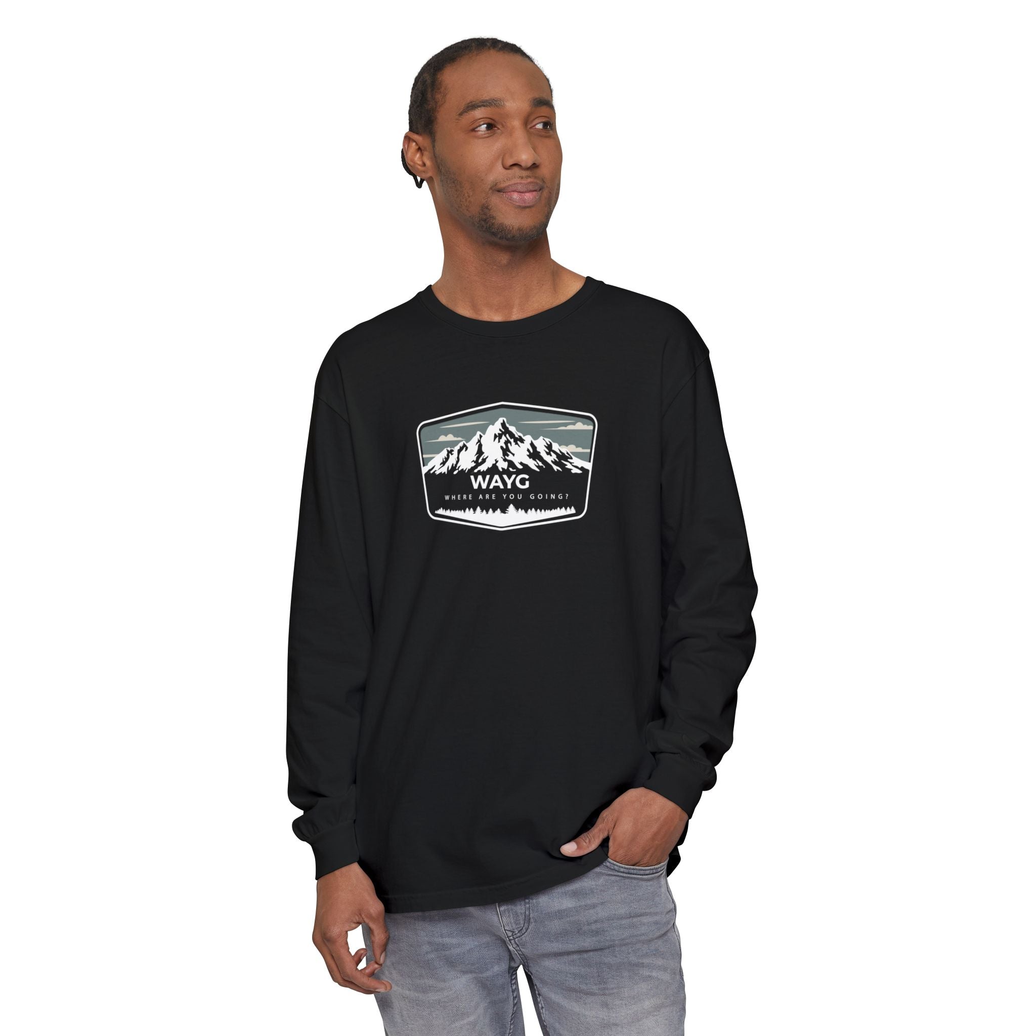 Mountain Adventure Long Sleeve T-Shirt - Cozy Outdoor Tee for Hiking, Camping, Travel, Gift for Outdoorsy Friends, Unisex Casual Wear
