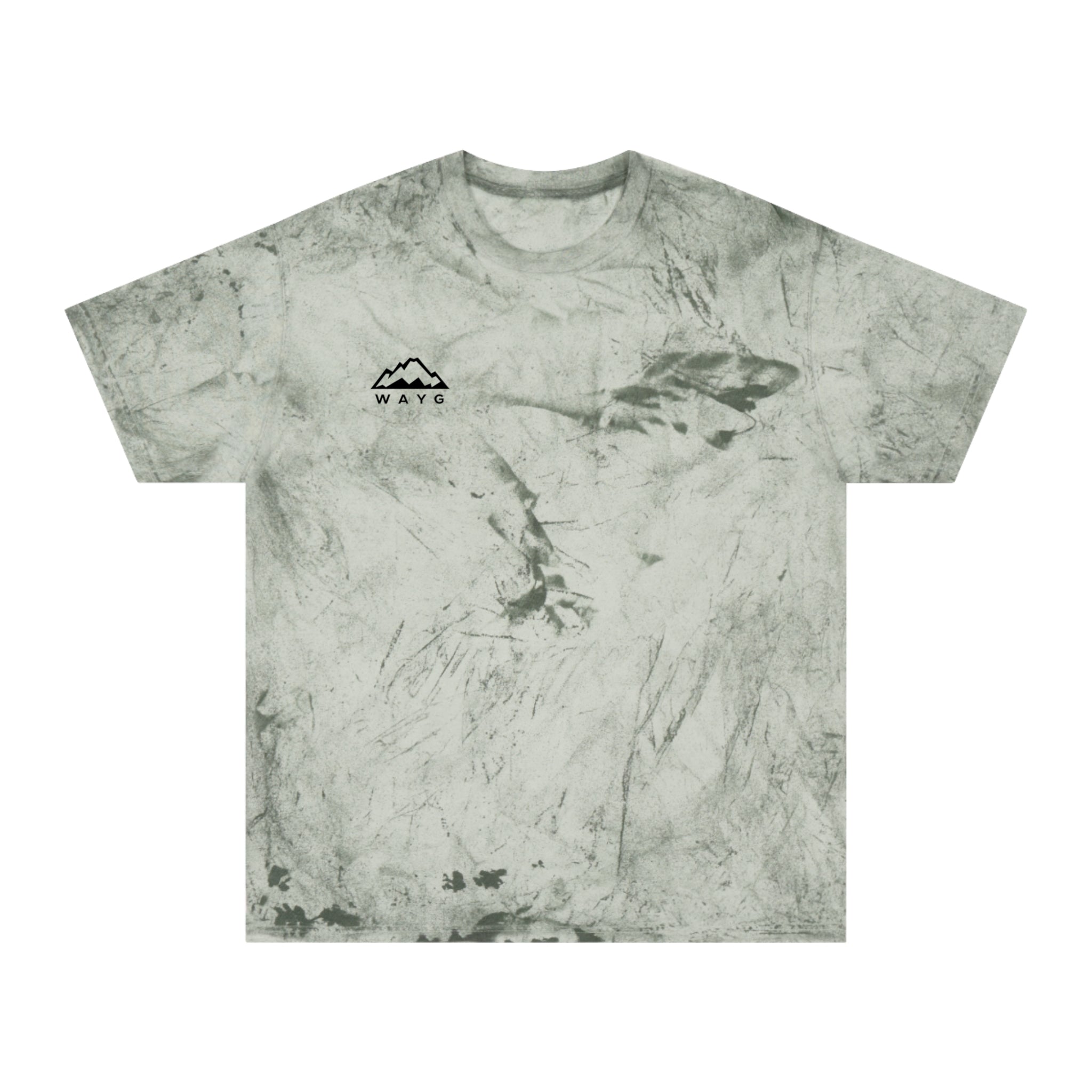 Golden Tie-Dye Tee — Minimal 'WAVE' Mountain Logo