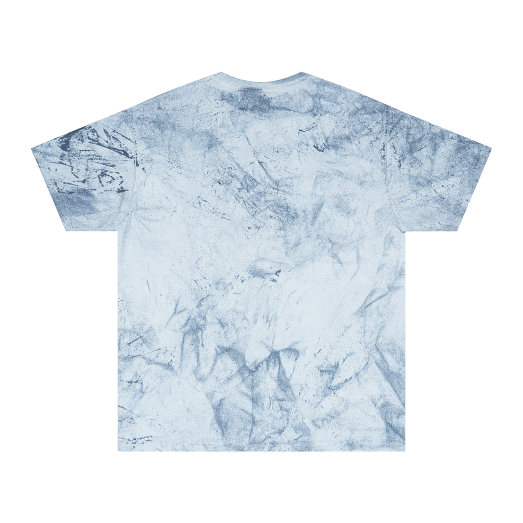 Golden Tie-Dye Tee — Minimal 'WAVE' Mountain Logo