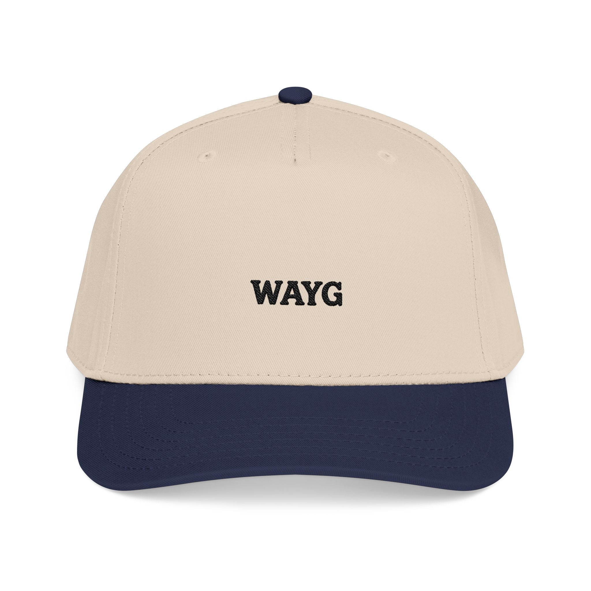 WAYG Embroidered Baseball Cap — Mid Profile Two-Tone Dad Hat