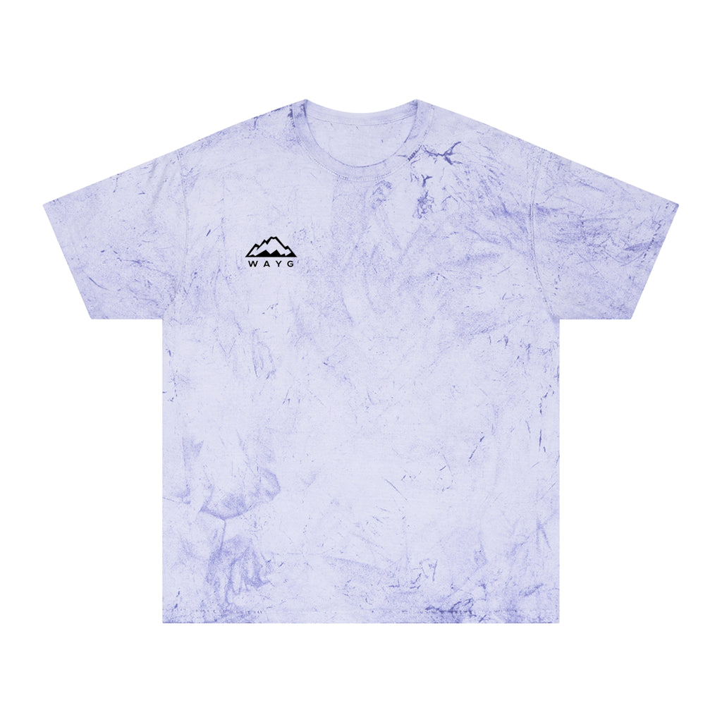 Golden Tie-Dye Tee — Minimal 'WAVE' Mountain Logo