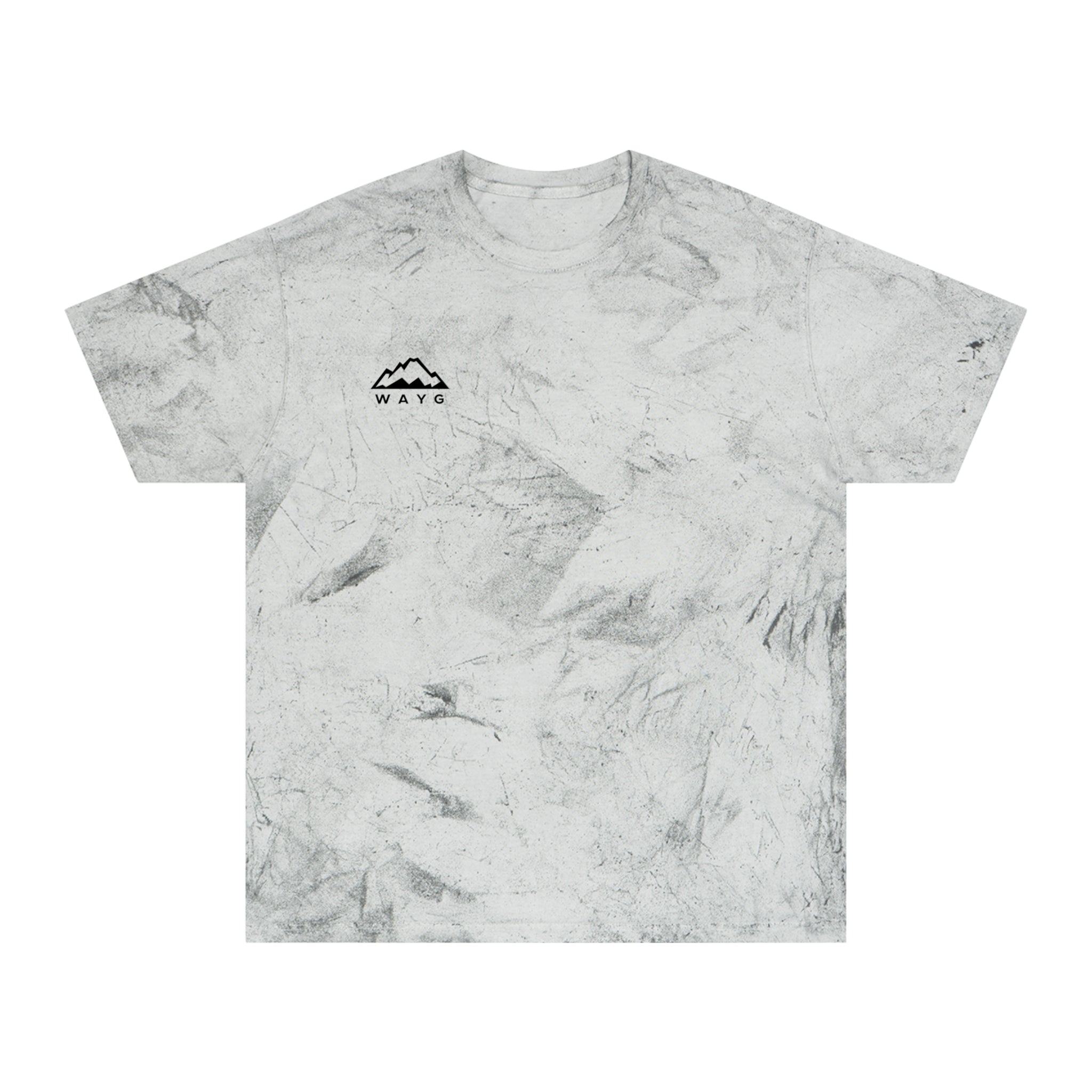Golden Tie-Dye Tee — Minimal 'WAVE' Mountain Logo