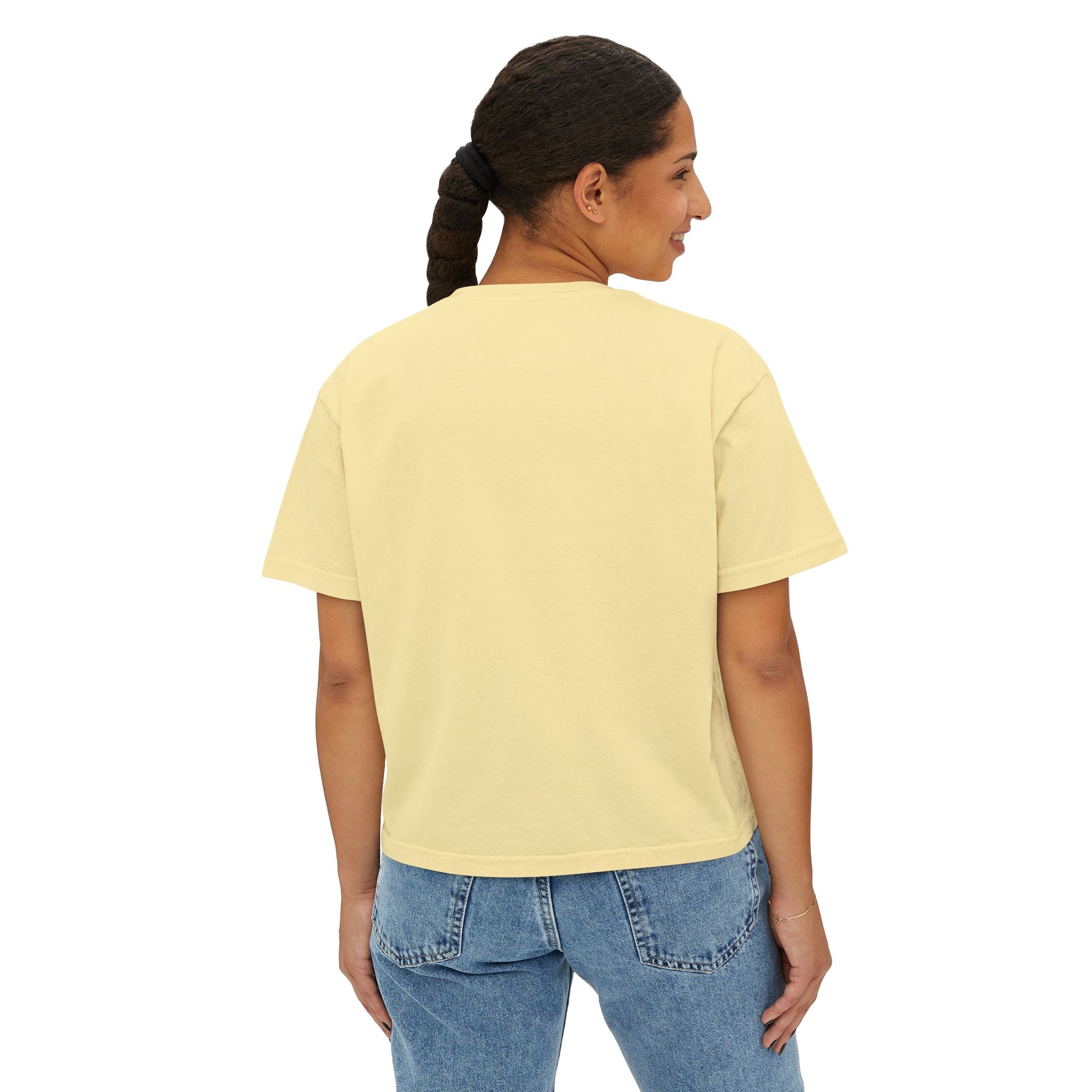 Women's Boxy Tee — Vintage Mountain Patch Tee (NAVC)