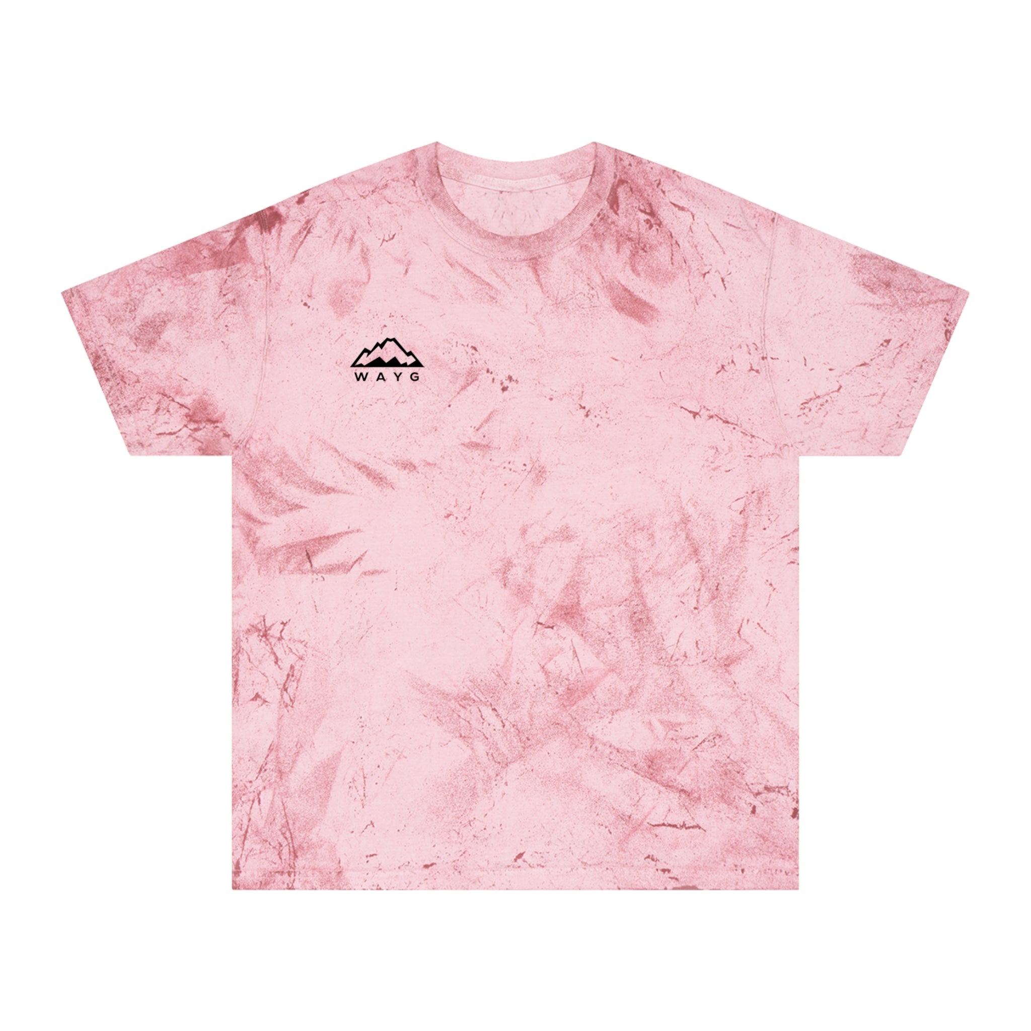 Golden Tie-Dye Tee — Minimal 'WAVE' Mountain Logo