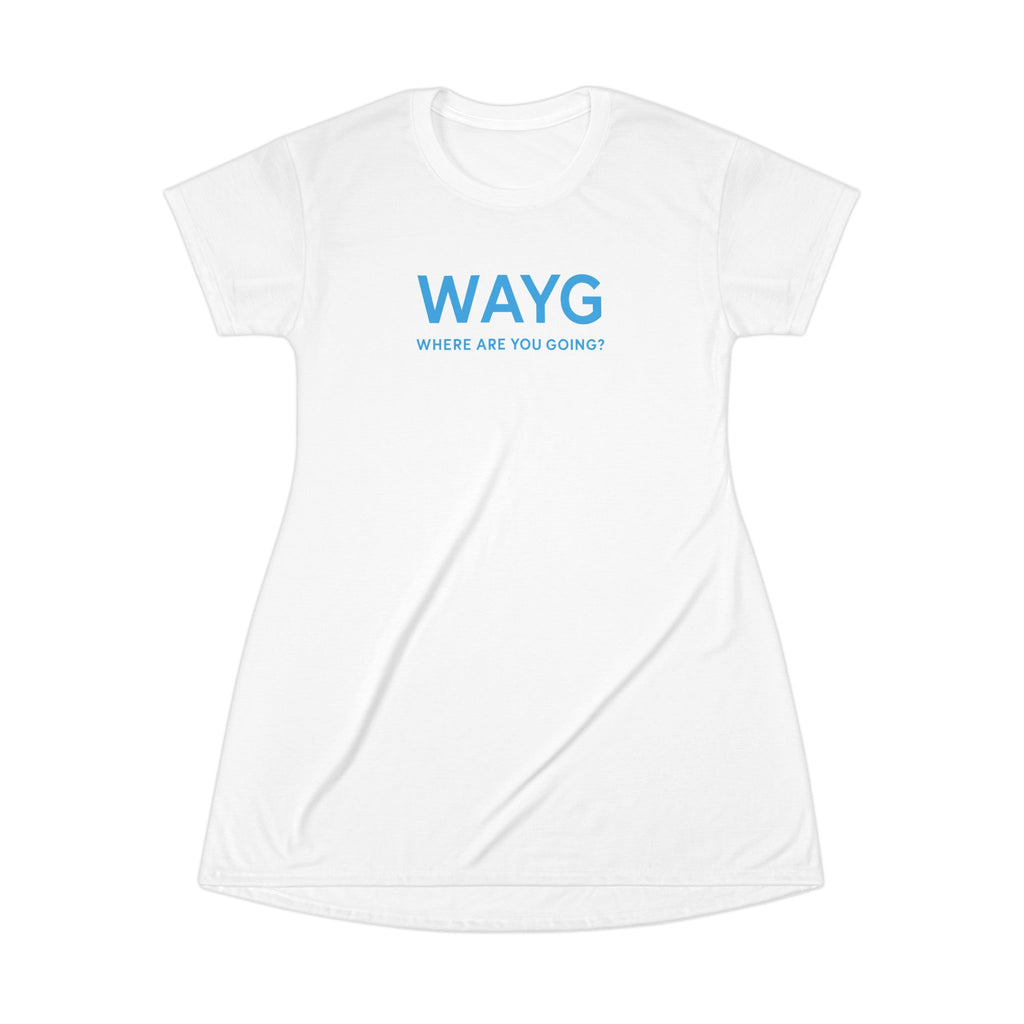 Casual Statement T-Shirt Dress - 'WAYG' Print, Summer Outfit, Gifts for Her, Trendy Lounge Wear, Everyday Fashion