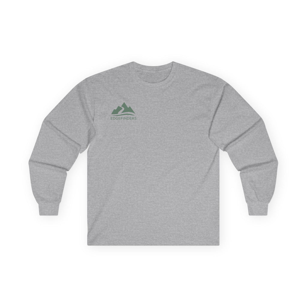 Unisex Ultra Cotton Long Sleeve Tee - Adventure Ready with Mountain Design