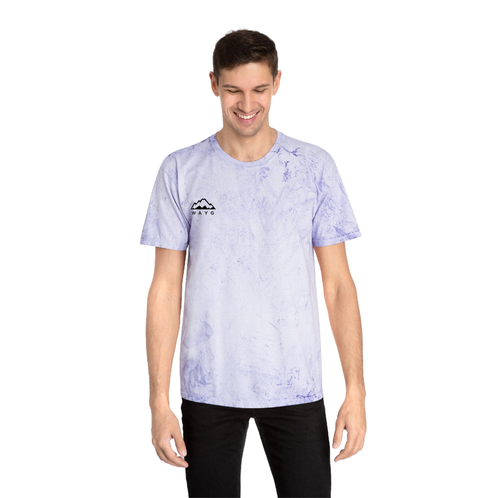 Golden Tie-Dye Tee — Minimal 'WAVE' Mountain Logo