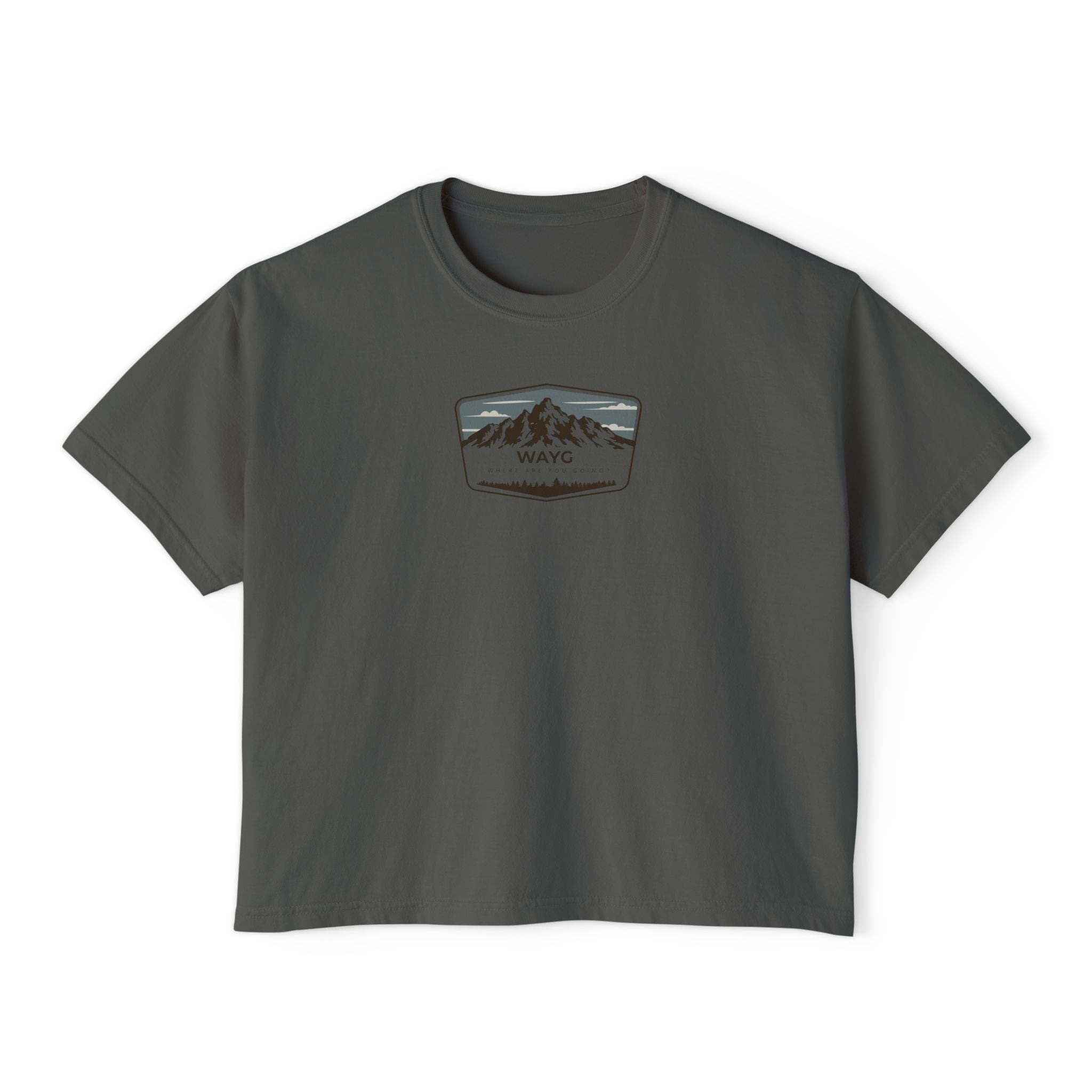 Women's Boxy Tee — Vintage Mountain Patch Tee (NAVC)