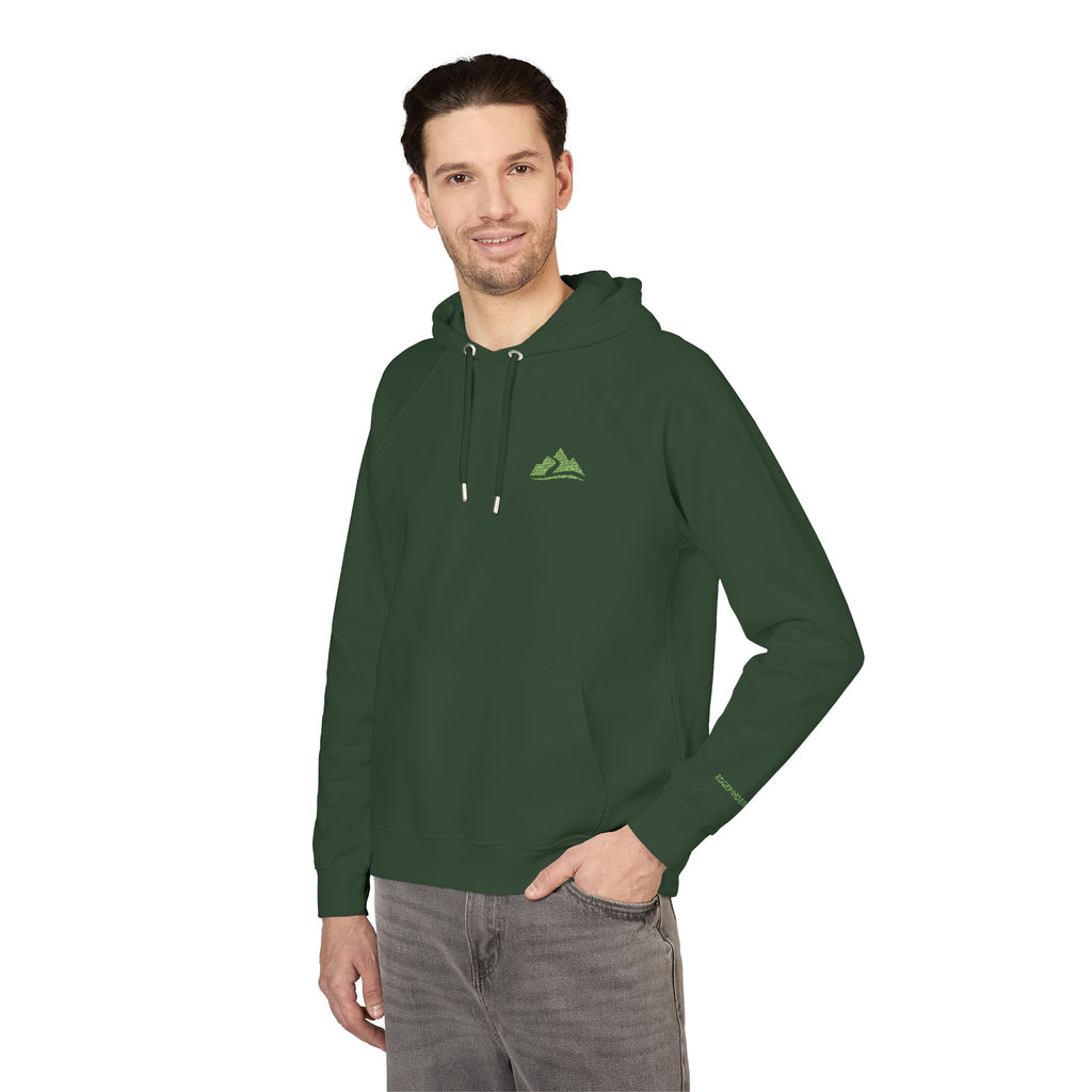 Embroidered Mountain Logo Hoodie — Forest Green Eco Raglan