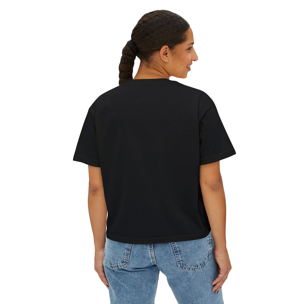 Women's Boxy Tee — Vintage Mountain Patch Tee (NAVC)