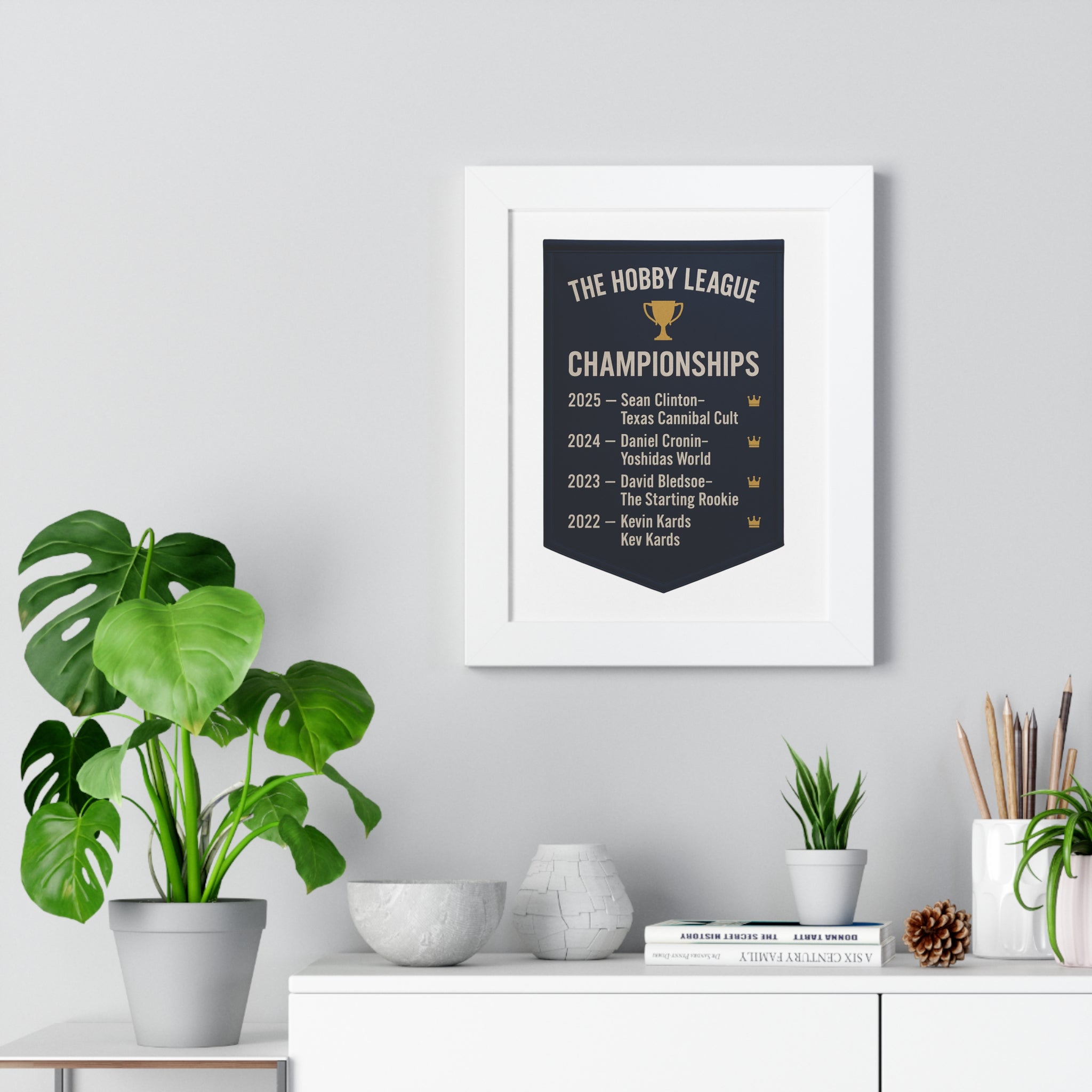 Personalized Hobby League Championship Vertical Poster, Custom Wall Art, Sports Home Decor, Gift for Game Night, Trophy Display