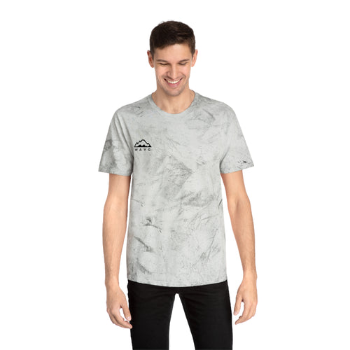 Golden Tie-Dye Tee — Minimal 'WAVE' Mountain Logo