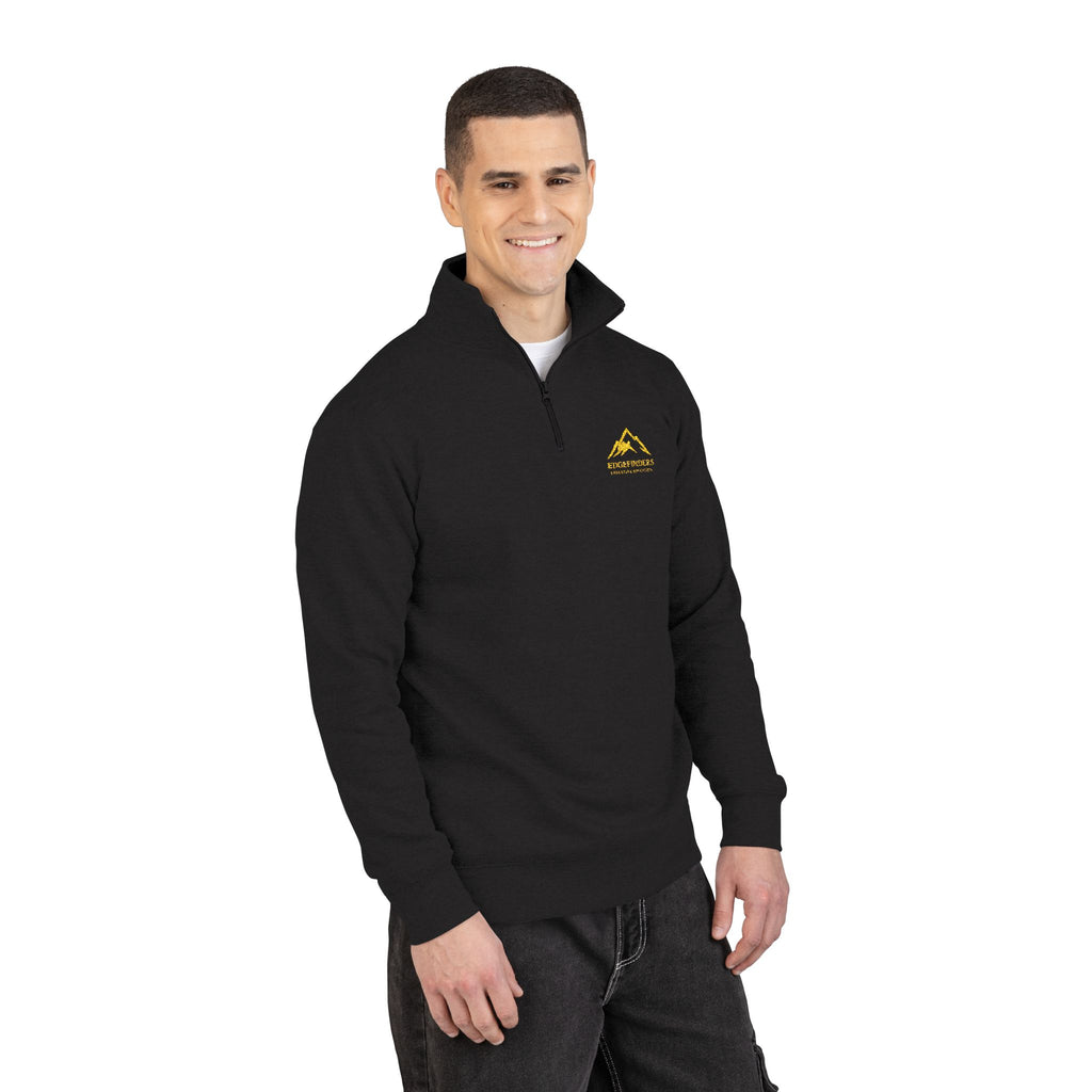 EDGE Embroidered Mountain Logo Fleece Pullover Quarter-Zip Sweatshirt